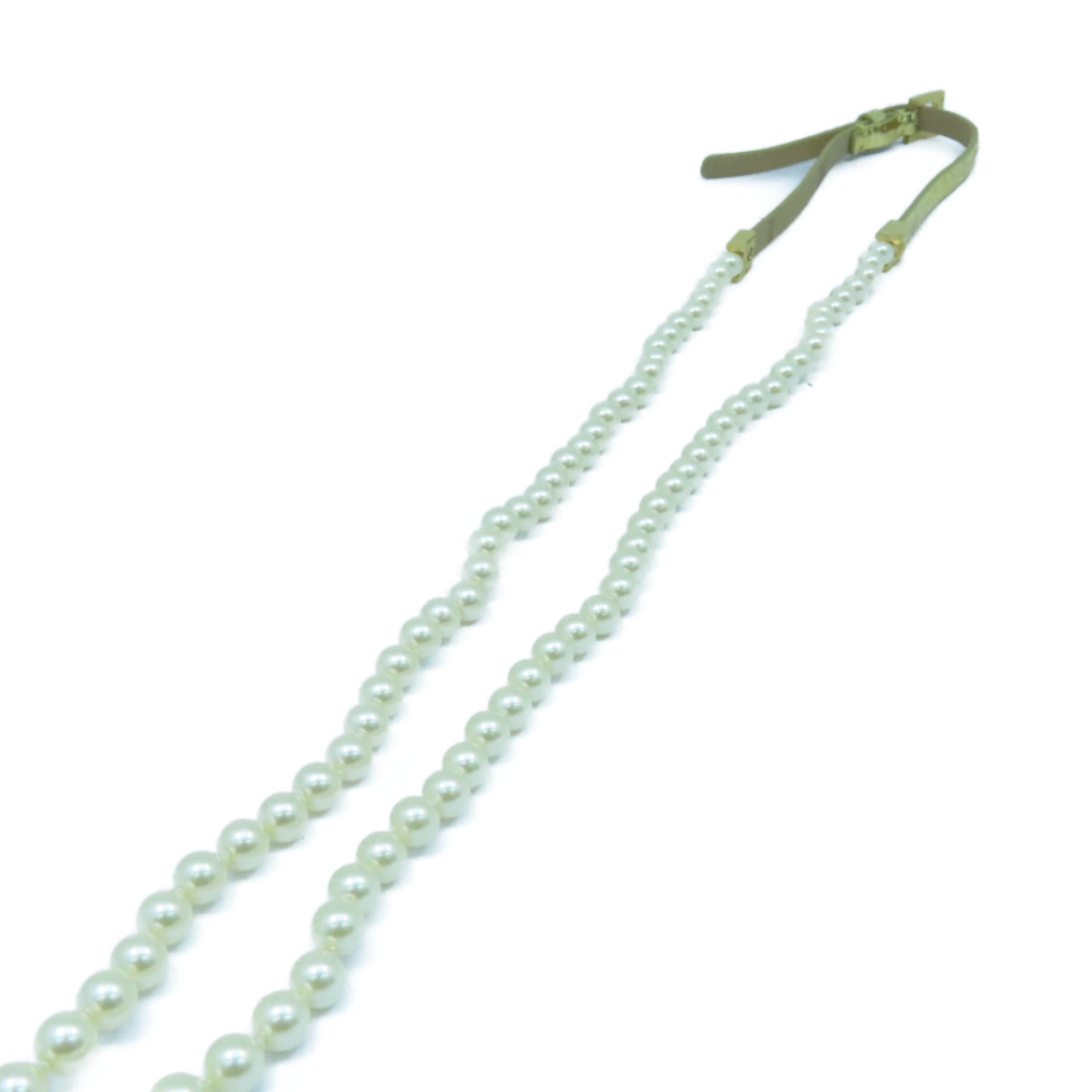 CHANEL 【激減優惠】皮革/仿珍珠Belt 80金扣皮帶金色