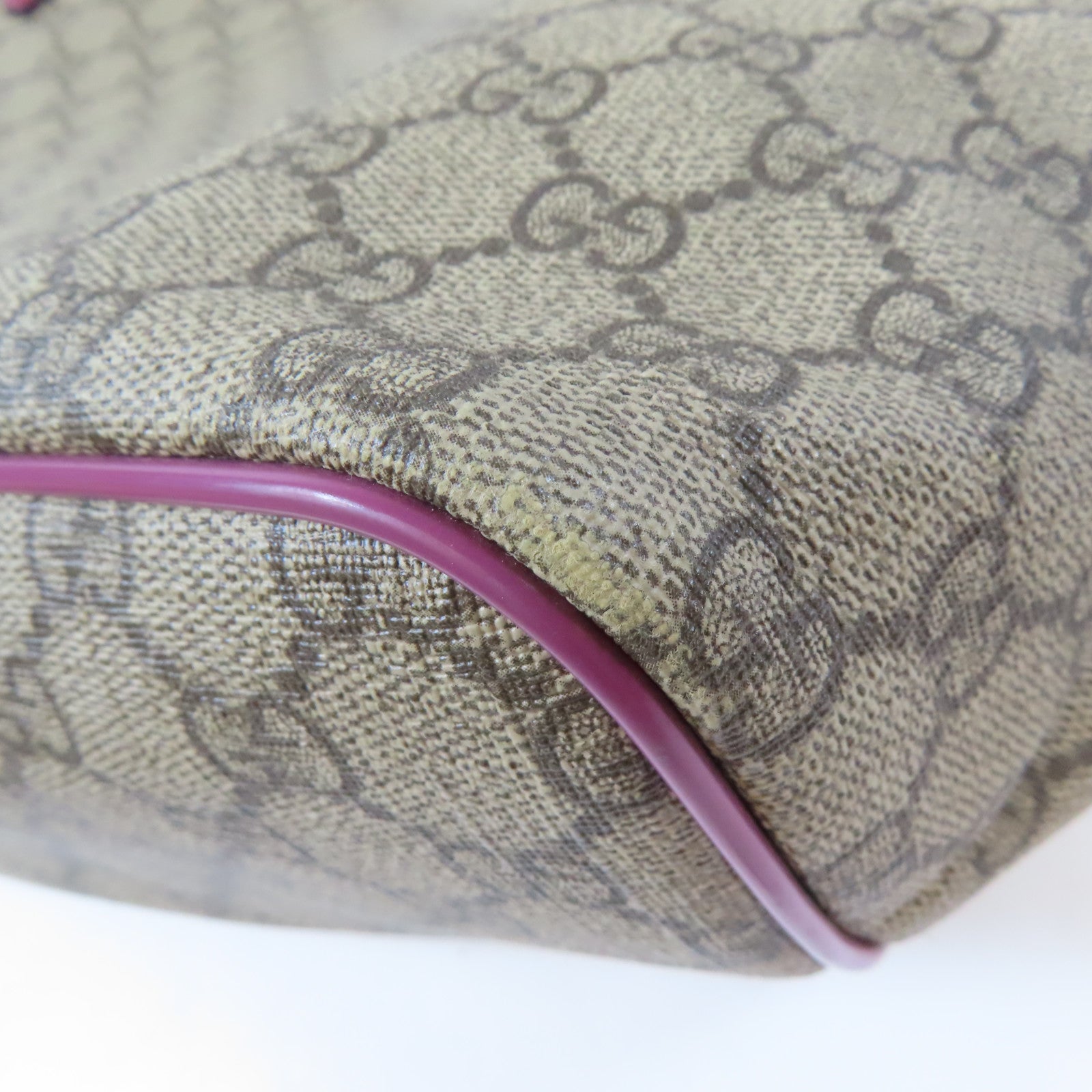 GUCCI 塗層帆布2 Way Shoulder Bag金扣手挽肩背兩用袋啡色/粉紅色
