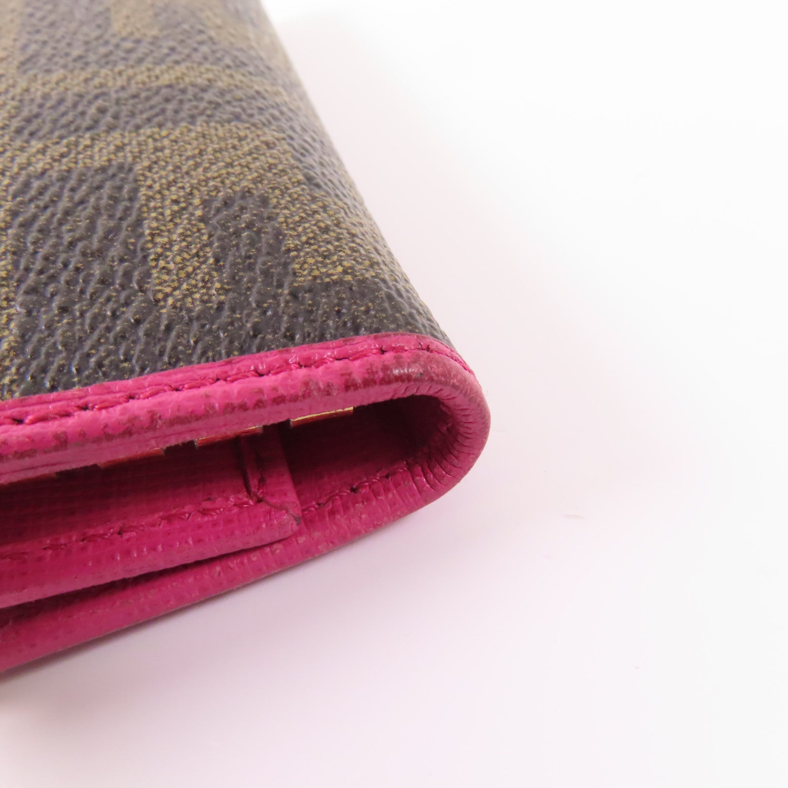 FENDI GHW Key Case 8AP079-CRP Coated Canvas Brown Pink