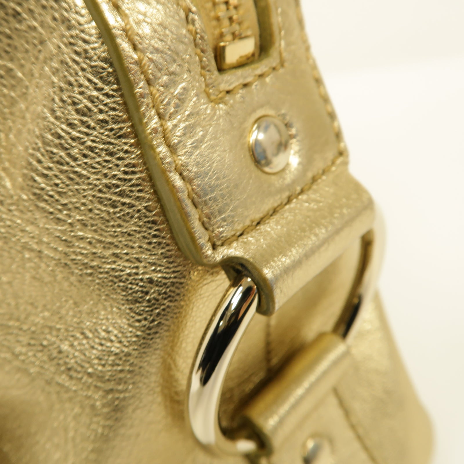SAINT LAURENT 牛皮皮革Hand Bag金扣手提袋金色