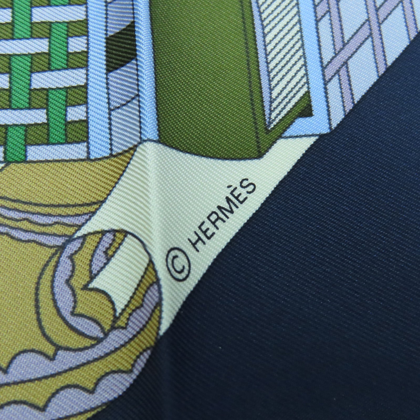 HERMES 【激減優惠】絲質Scarf 90x90f絲巾深藍色