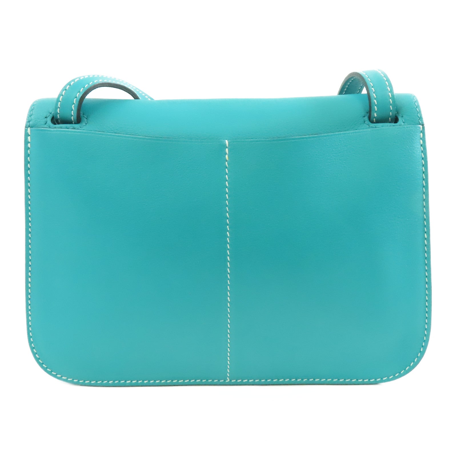 HERMES 【激減優惠】Swift皮革Mini Halzan銀扣肩背袋Bleu Paon/孔雀藍色
