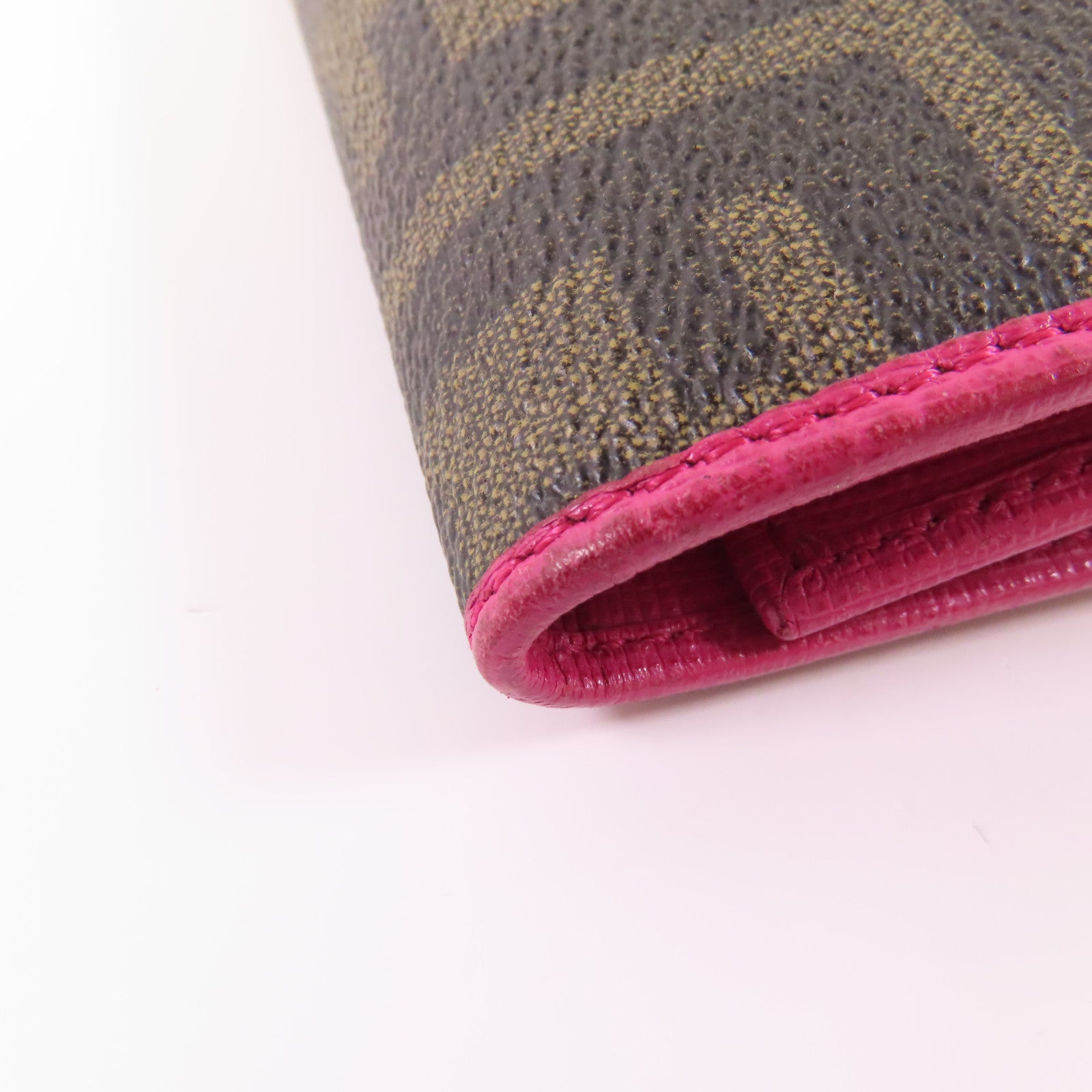 FENDI GHW Key Case 8AP079-CRP Coated Canvas Brown Pink