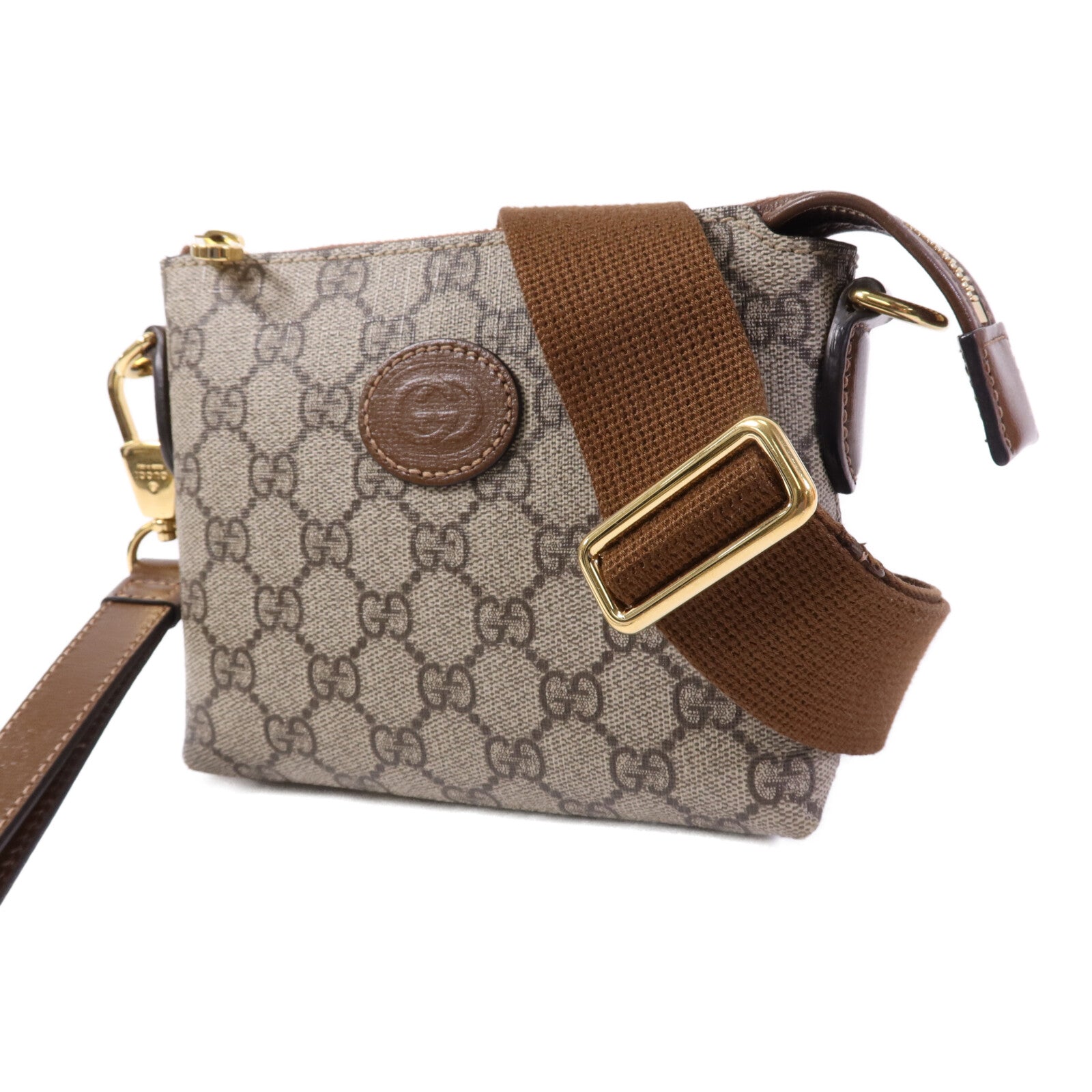 GUCCI 塗層帆布Interlocking G Messenger Bag金扣肩背袋