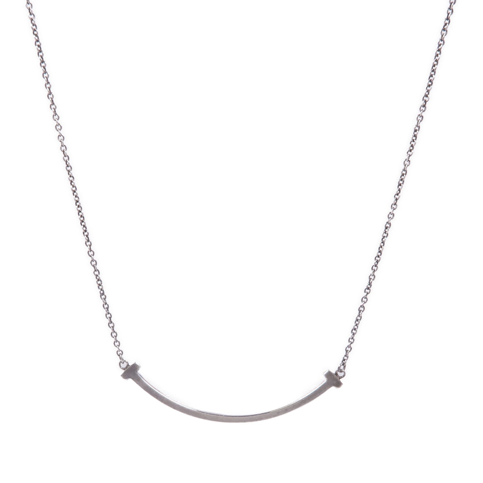 TIFFANY＆CO 925純銀T Smile Necklace項鍊