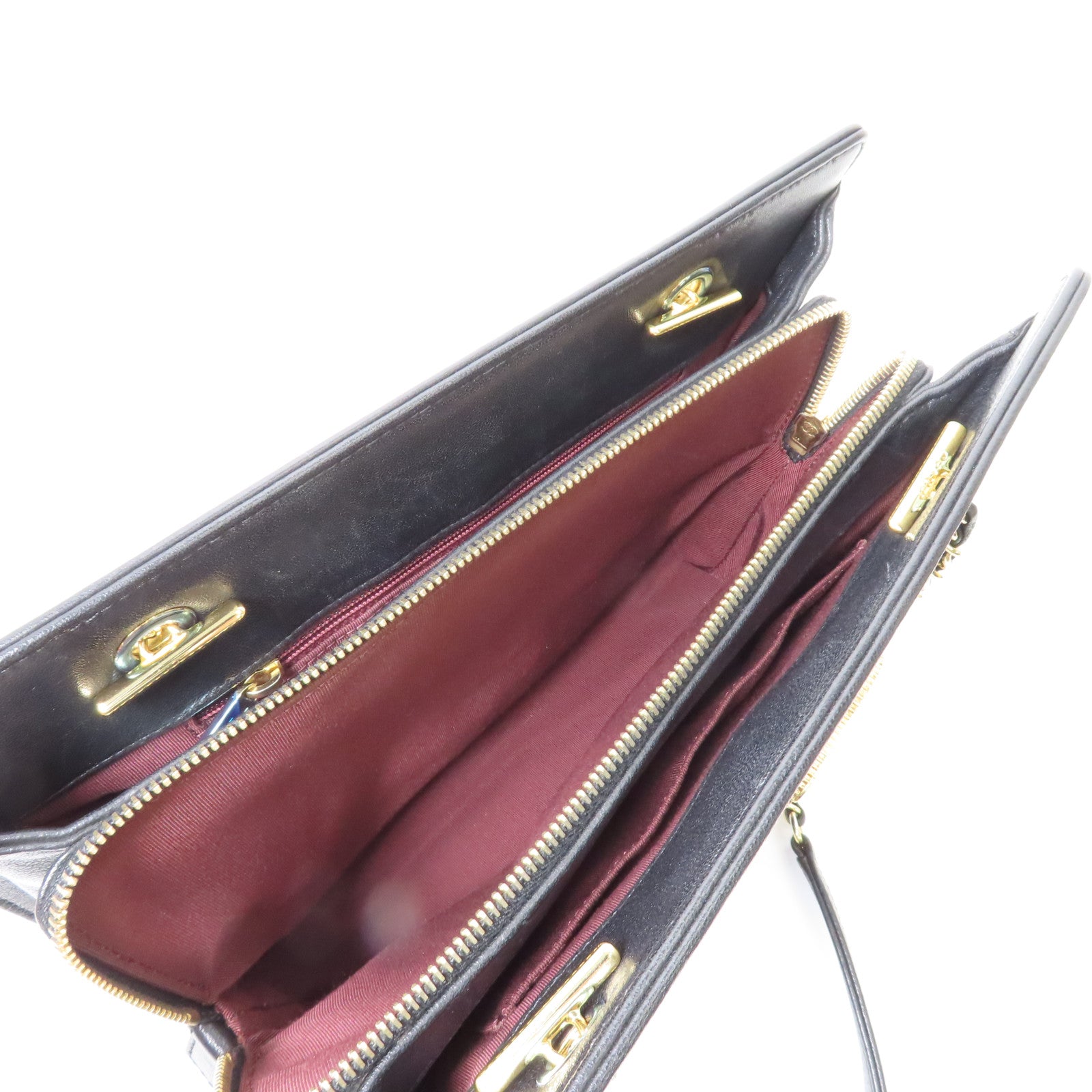 CHANEL 菱格羊皮皮革Mademoiselle Vintage Tote金扣鏈帶肩背袋黑色