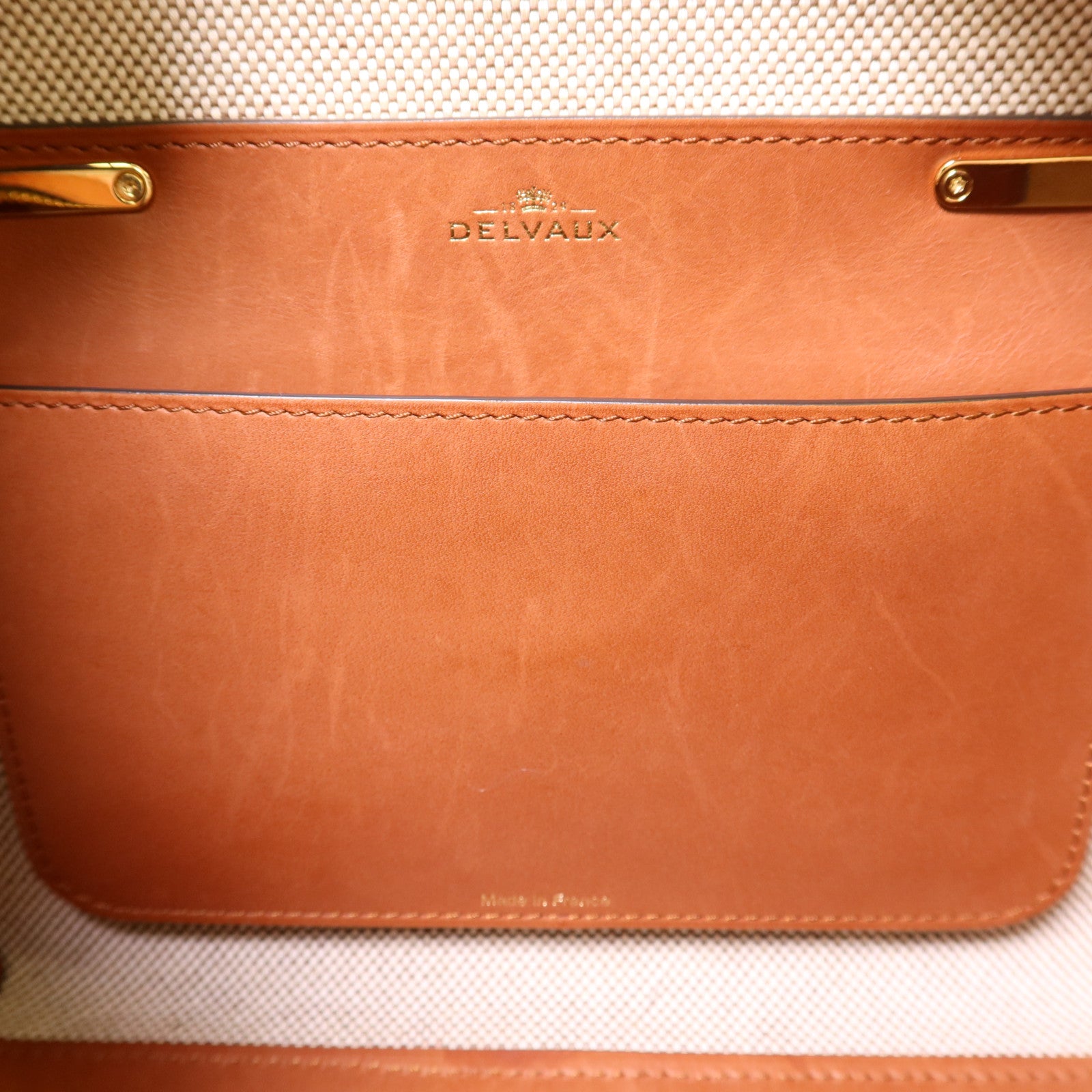 Delvaux 帆布/皮革Cool Box MM金扣手挽肩背兩用袋