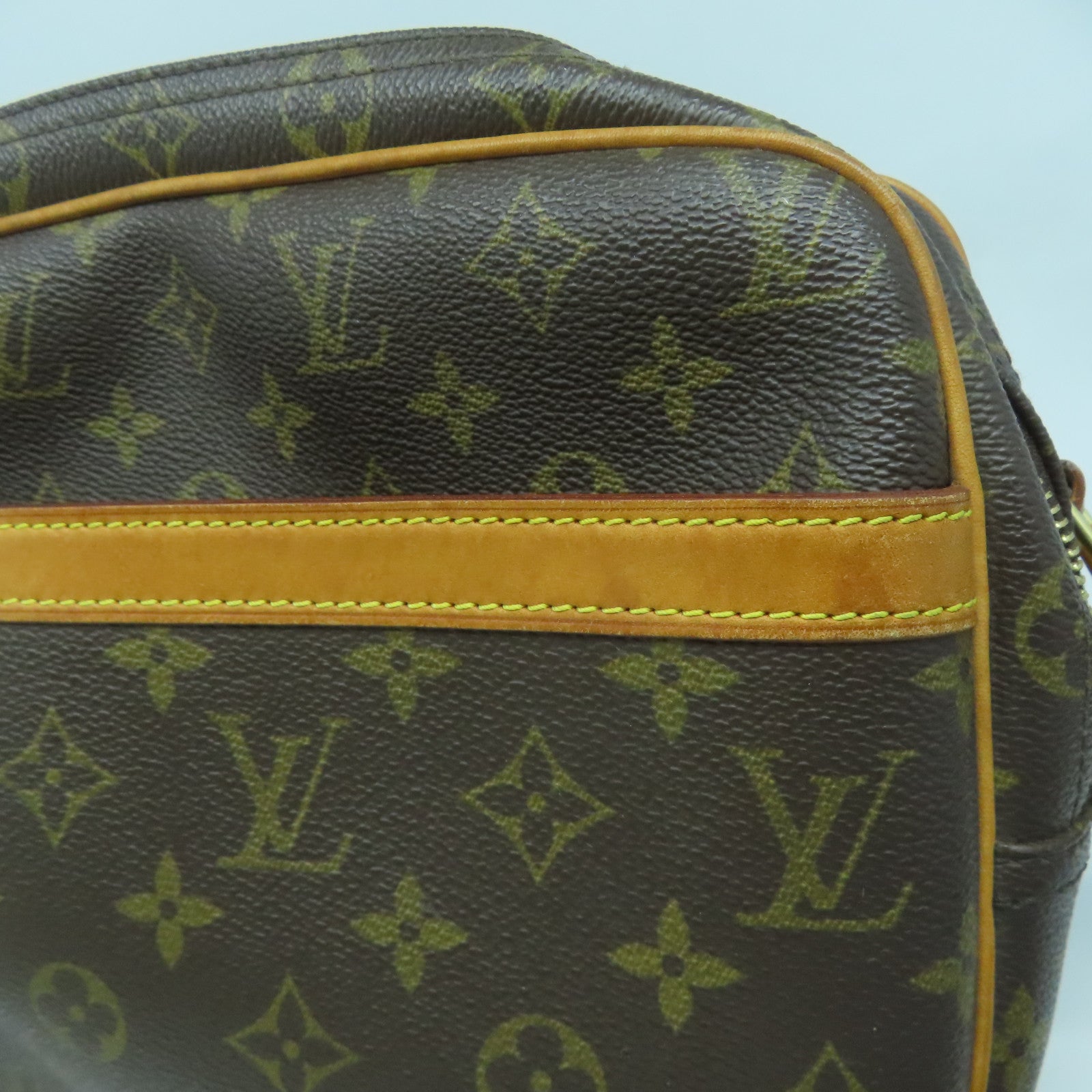 LOUIS VUITTON Monogram Reporter PM金扣肩背袋啡色
