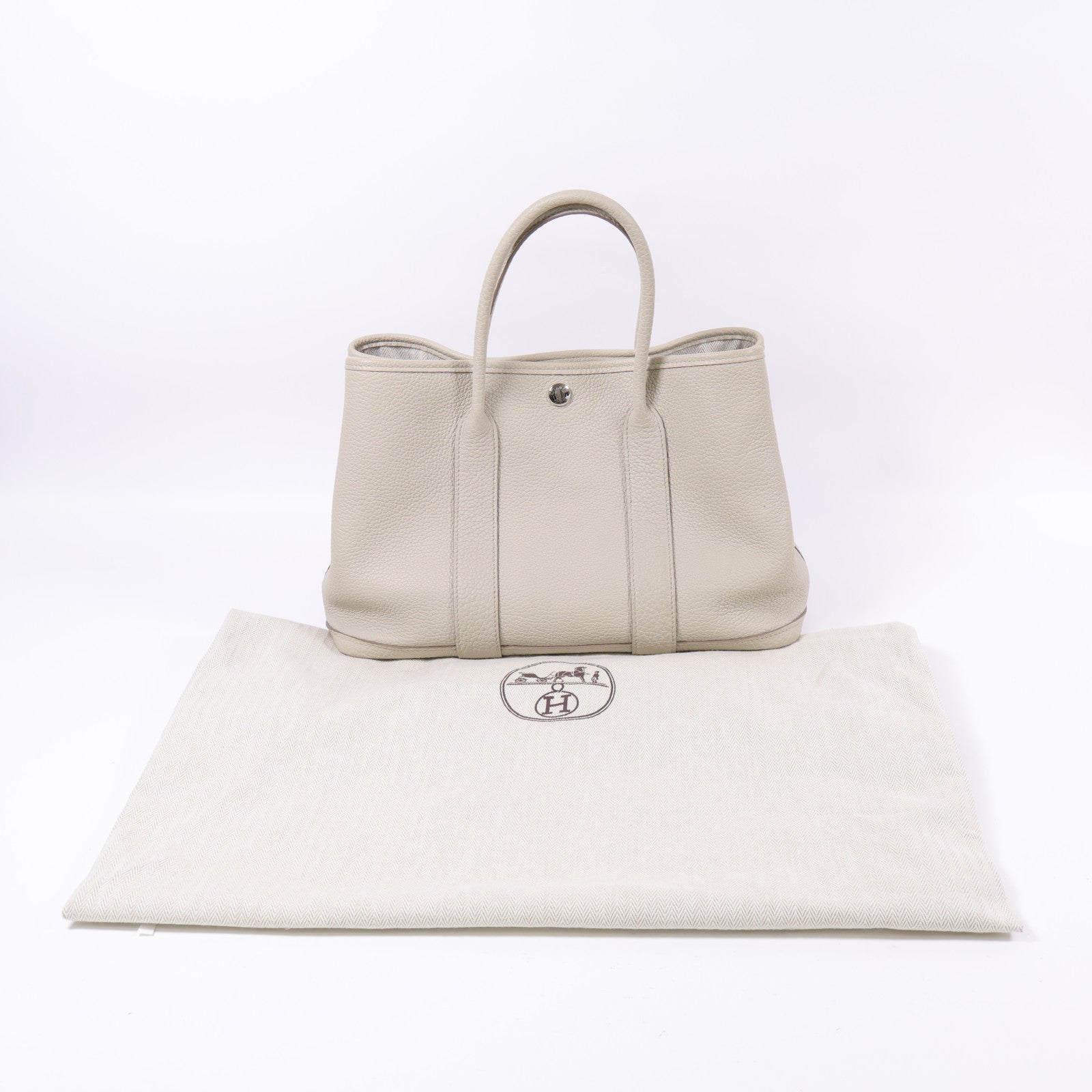 HERMES Negonda皮革Garden Party TPM銀扣手挽袋Beton