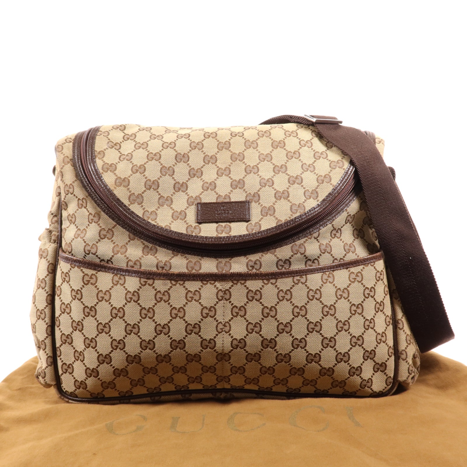 GUCCI 帆布Shoulder Bag銀扣肩背袋