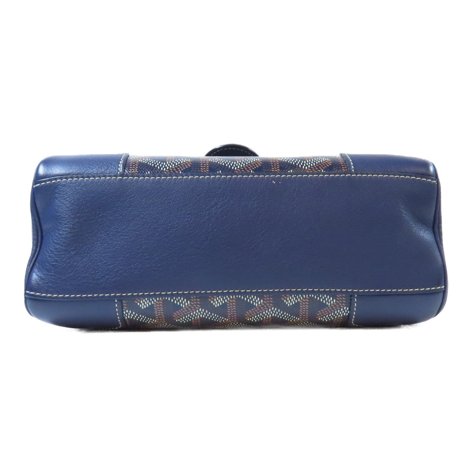 GOYARD 塗層帆布/牛皮皮革Saigon銀扣手挽肩背兩用袋深藍色