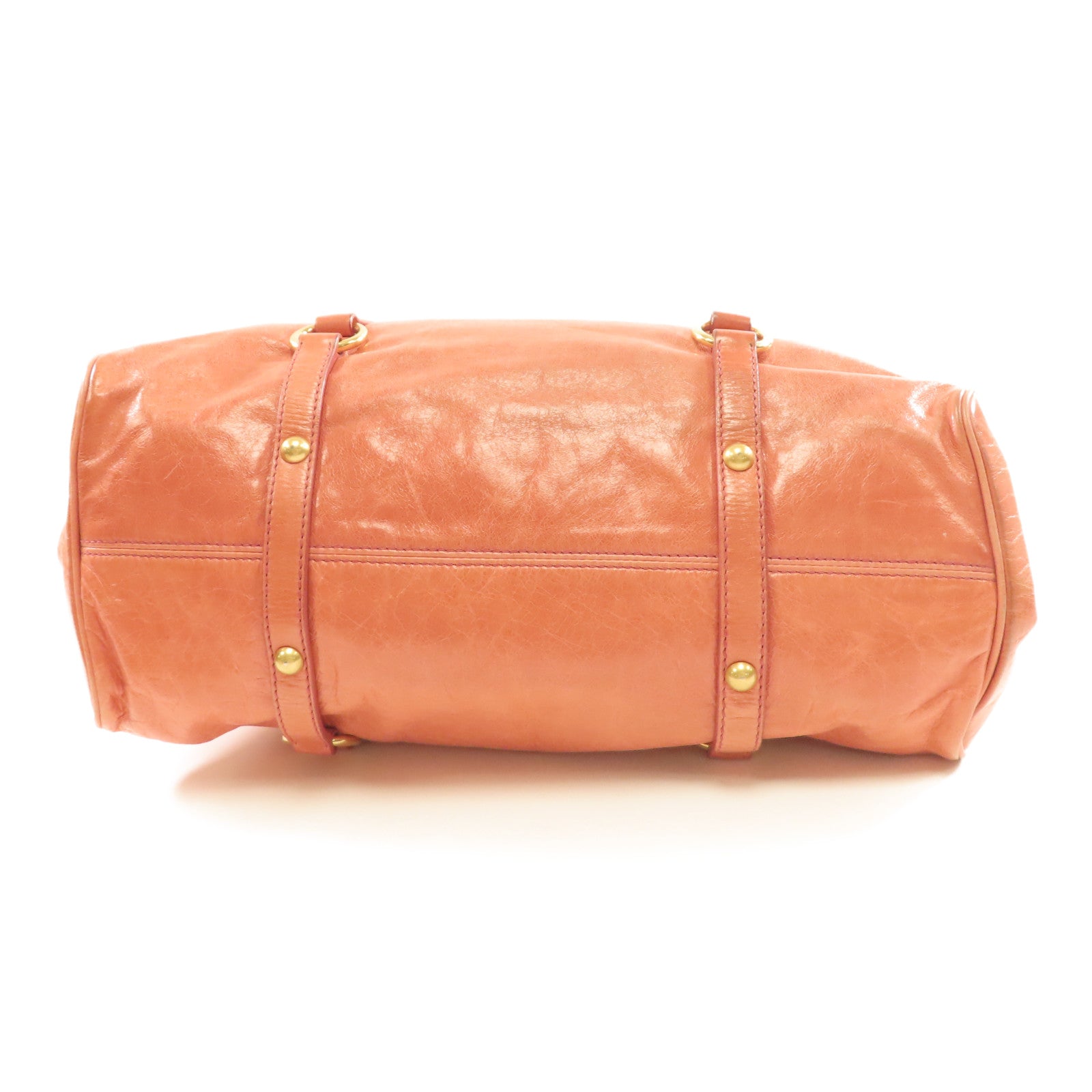 Miu Miu 羊皮皮革2Way Shoulder金扣手挽肩背兩用袋粉紅色