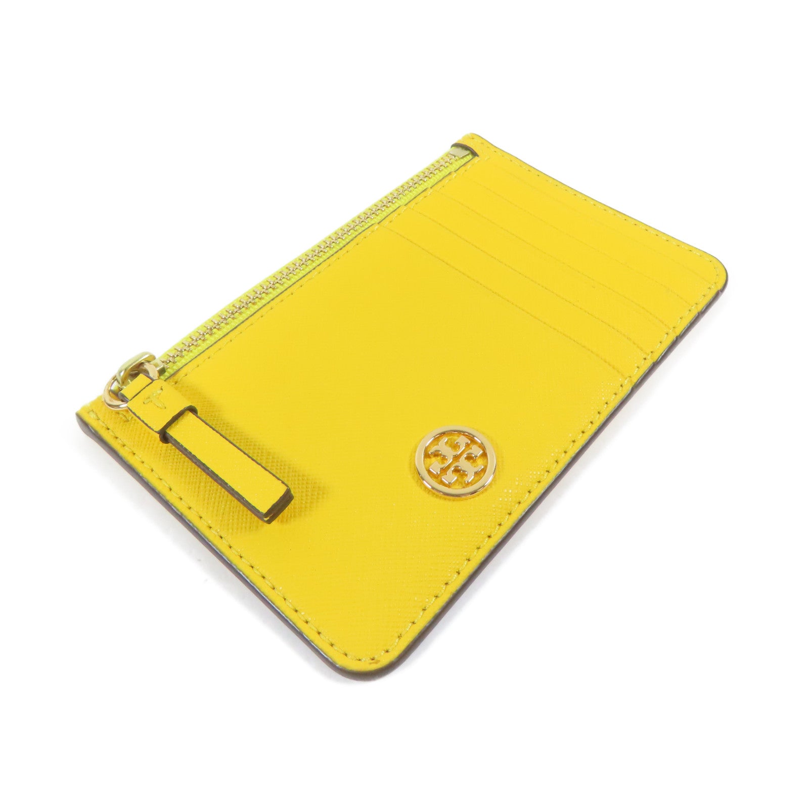 Tory Burch 牛皮皮革Card case金扣卡片套黃色