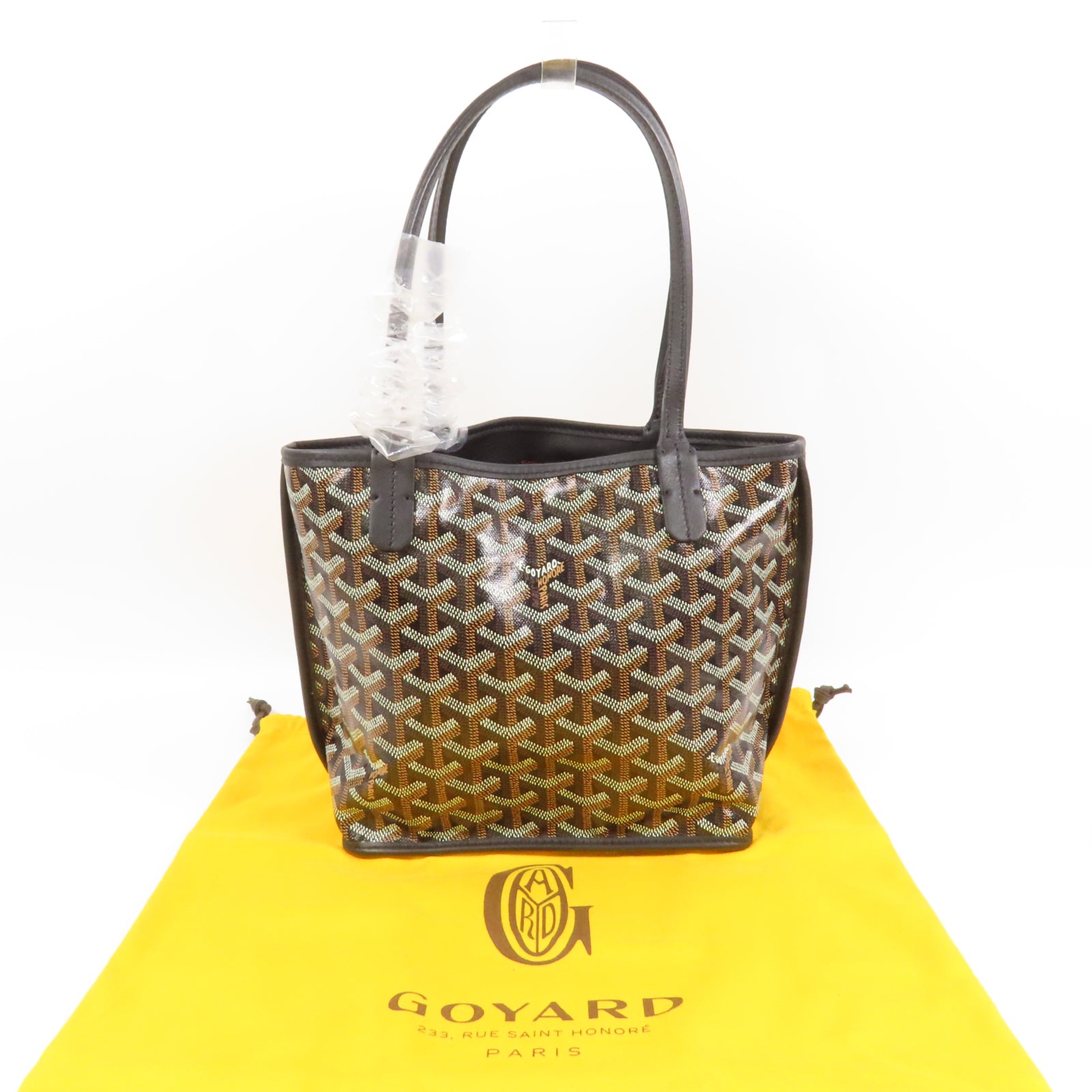 GOYARD 塗層帆布Anjou Mini Bag銀扣手挽袋黑色