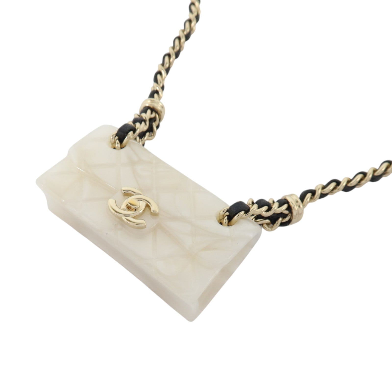 CHANEL 金屬/Resin Flap Bag Pendant Necklace金扣項鏈