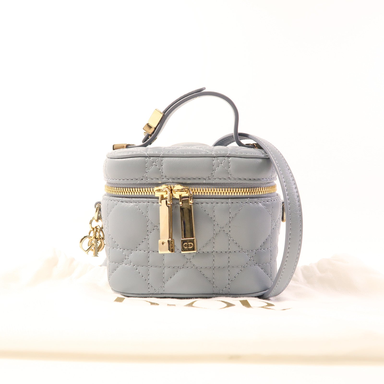 Dior 羊皮皮革Cannage Vanity金扣手挽肩背兩用袋