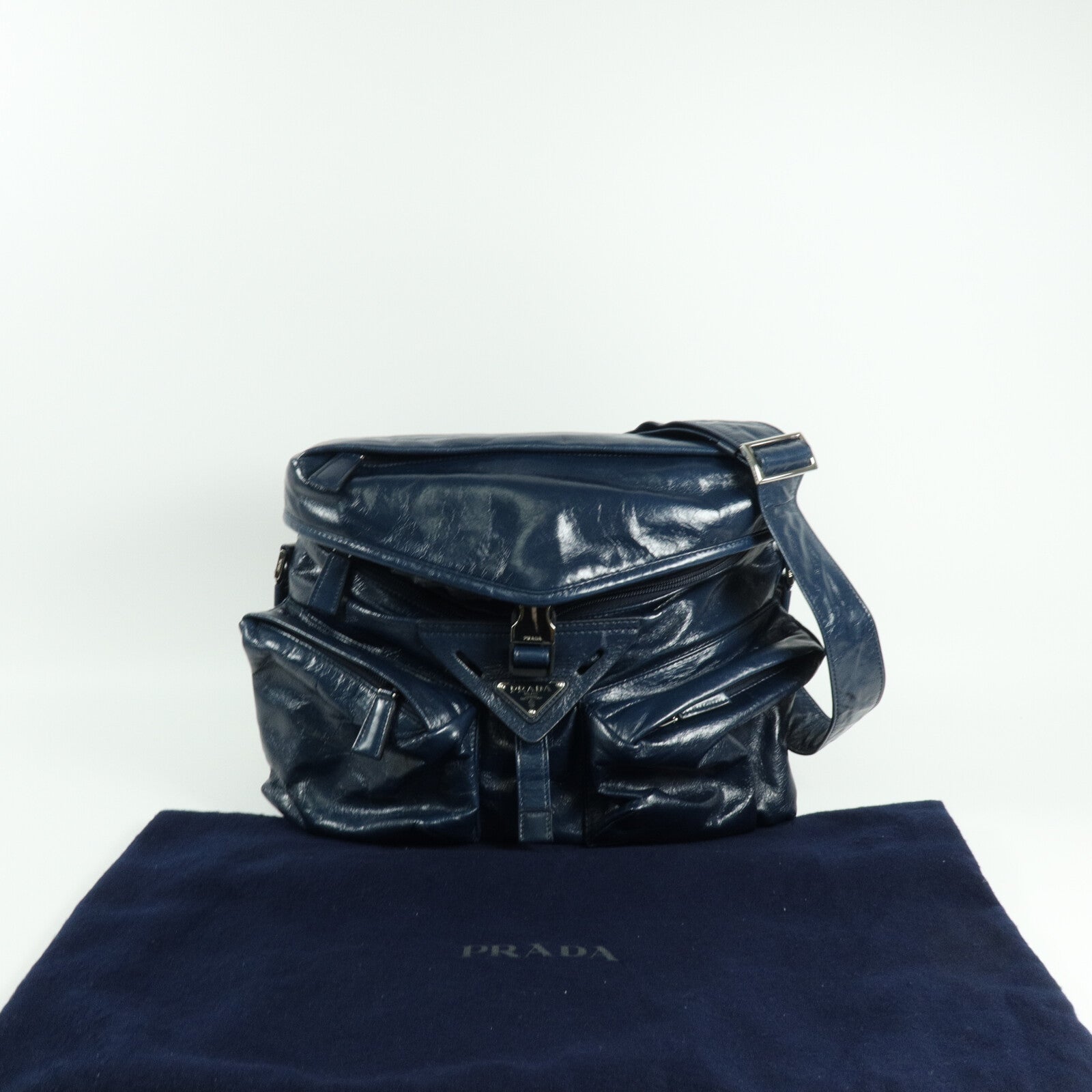 PRADA 牛皮皮革Triangle Crossbody Messenger Bag肩背袋