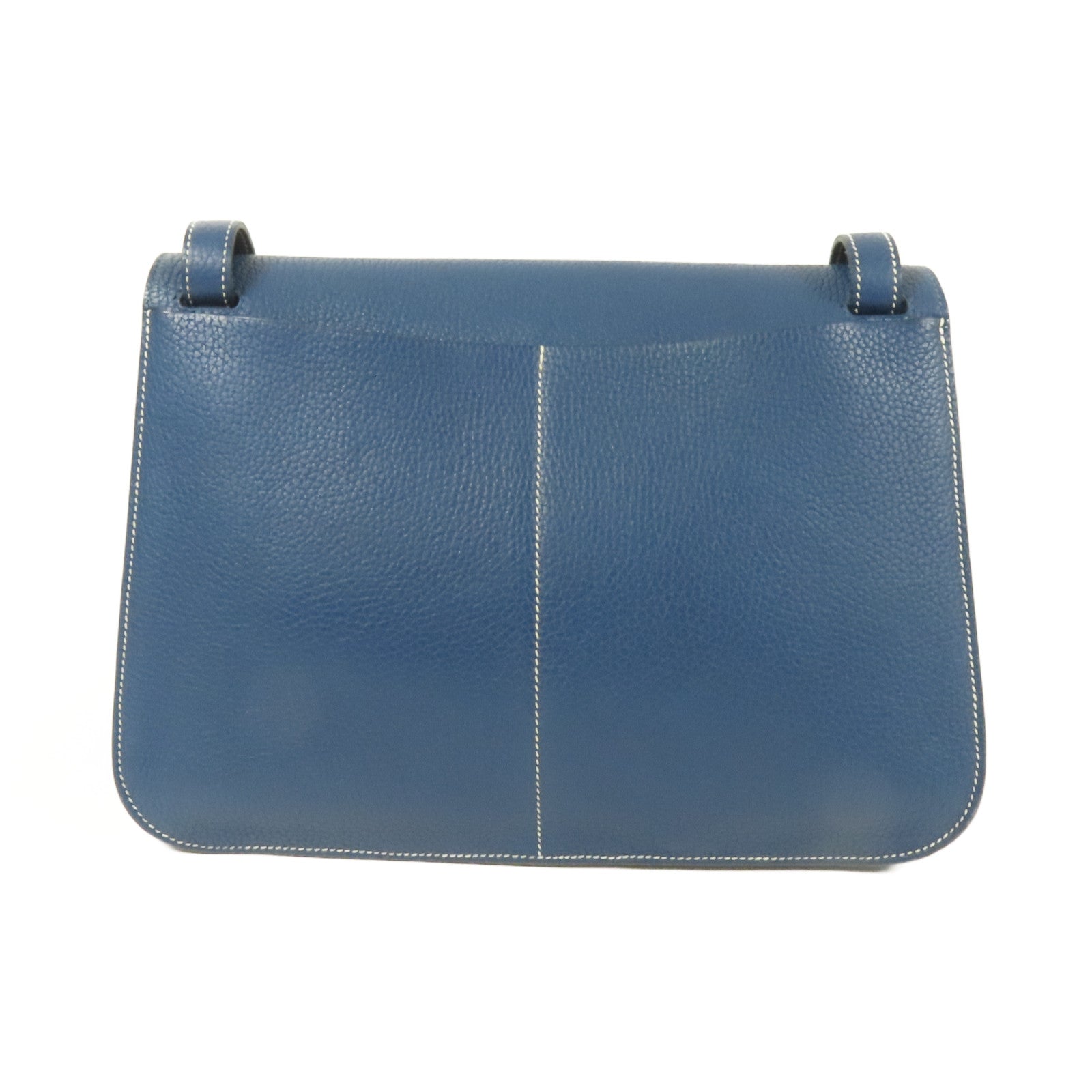 HERMES Clemence皮革Halzan 31金扣手挽肩背兩用袋Bleu Brighton