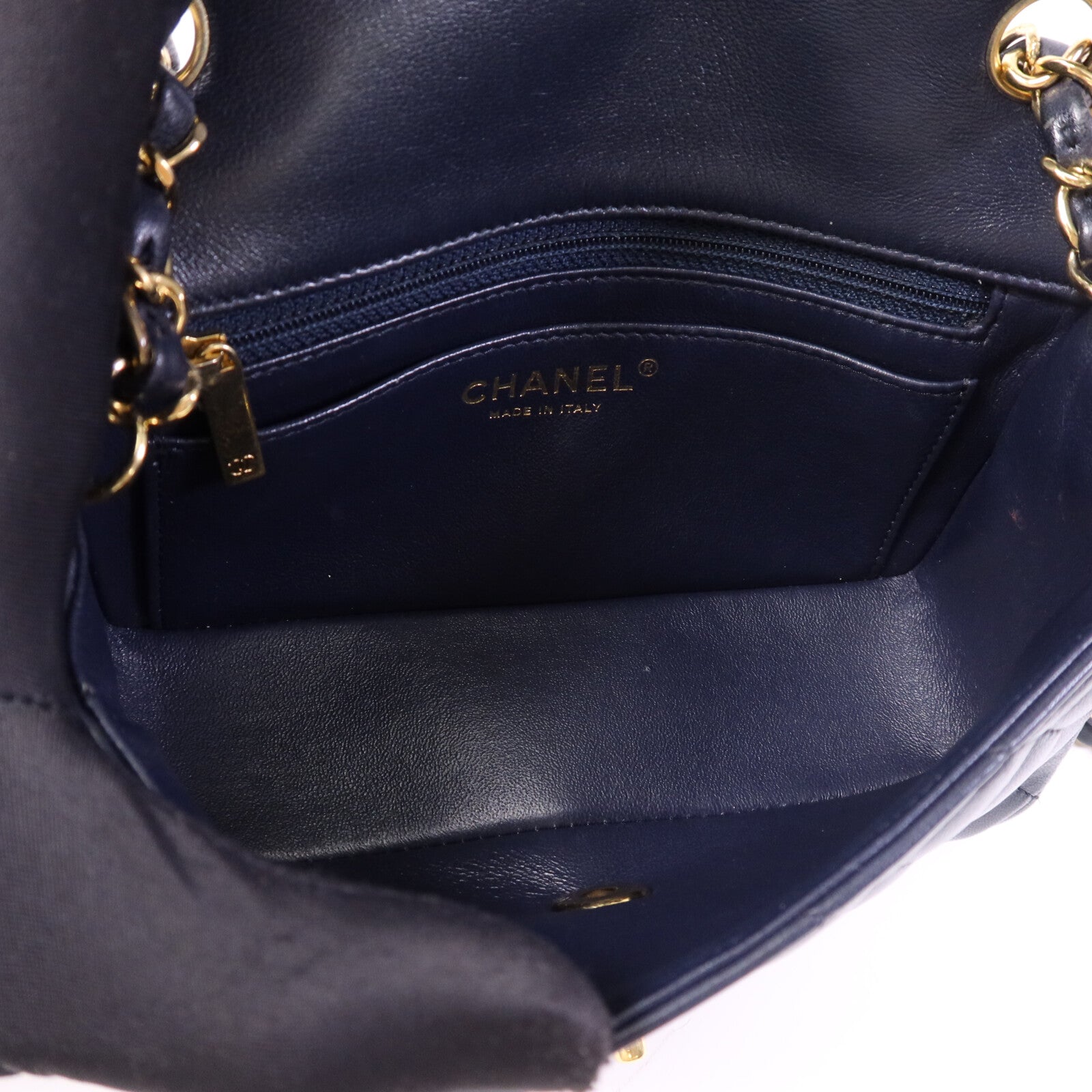 CHANEL 羊皮皮革Mini Classic 20金扣鏈帶肩背袋