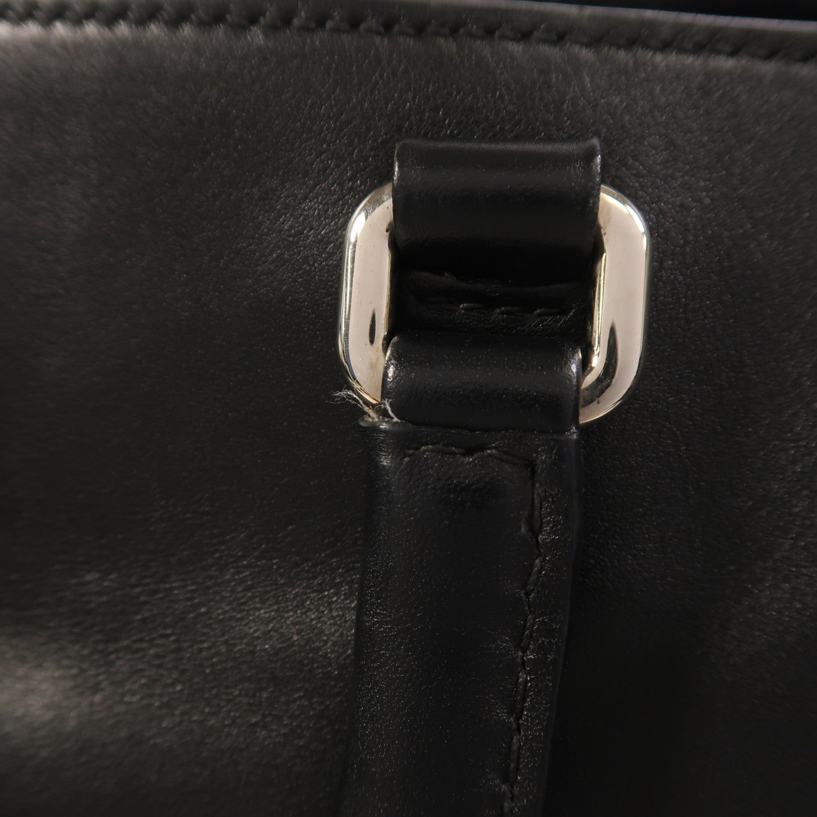 PRADA 牛皮皮革2Way Shoulder銀扣手挽肩背兩用袋