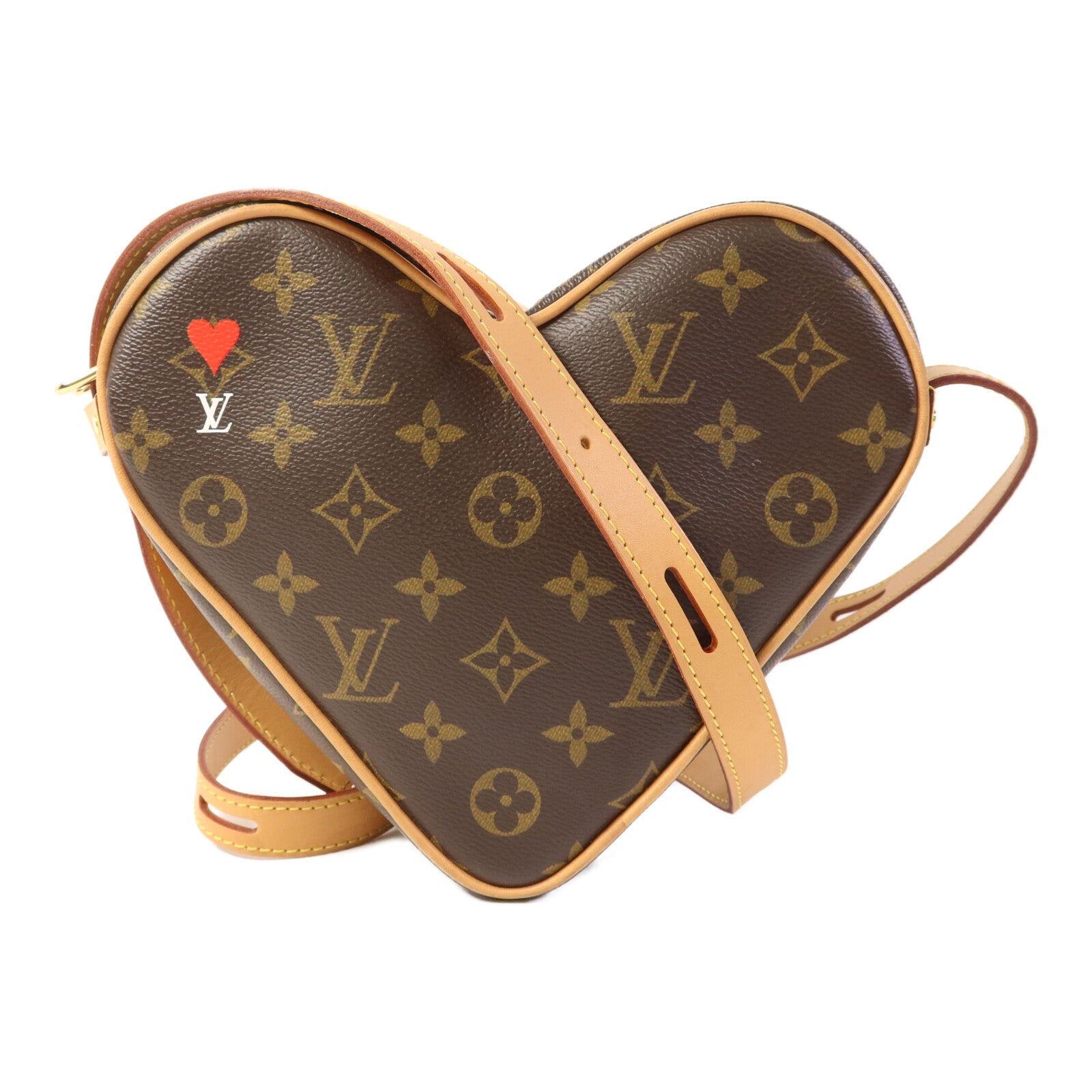 LOUIS VUITTON Monogram Game On Coeur金扣肩背袋棕色