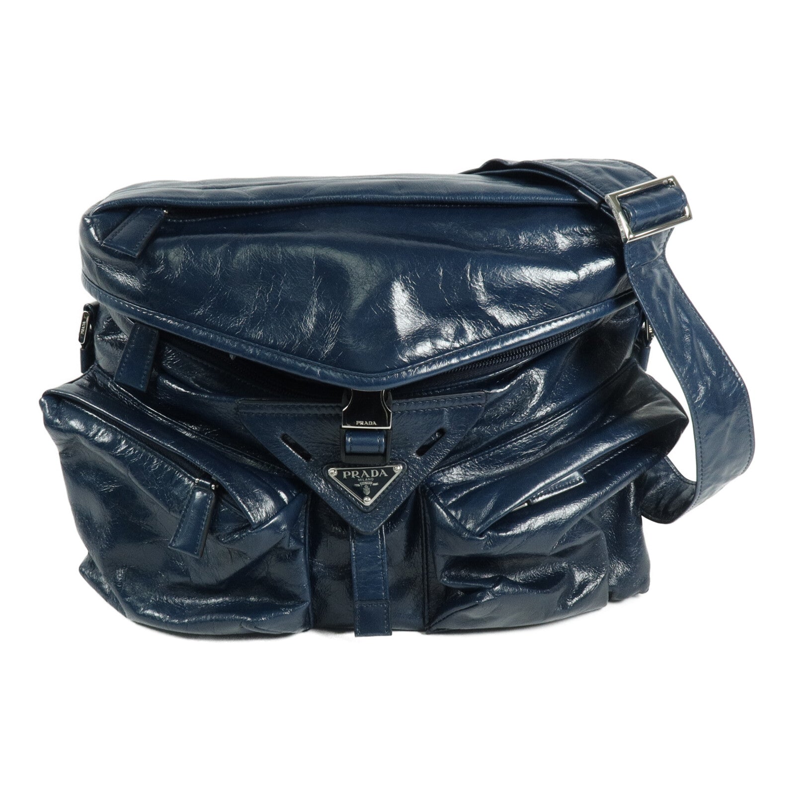 PRADA 牛皮皮革Triangle Crossbody Messenger Bag肩背袋