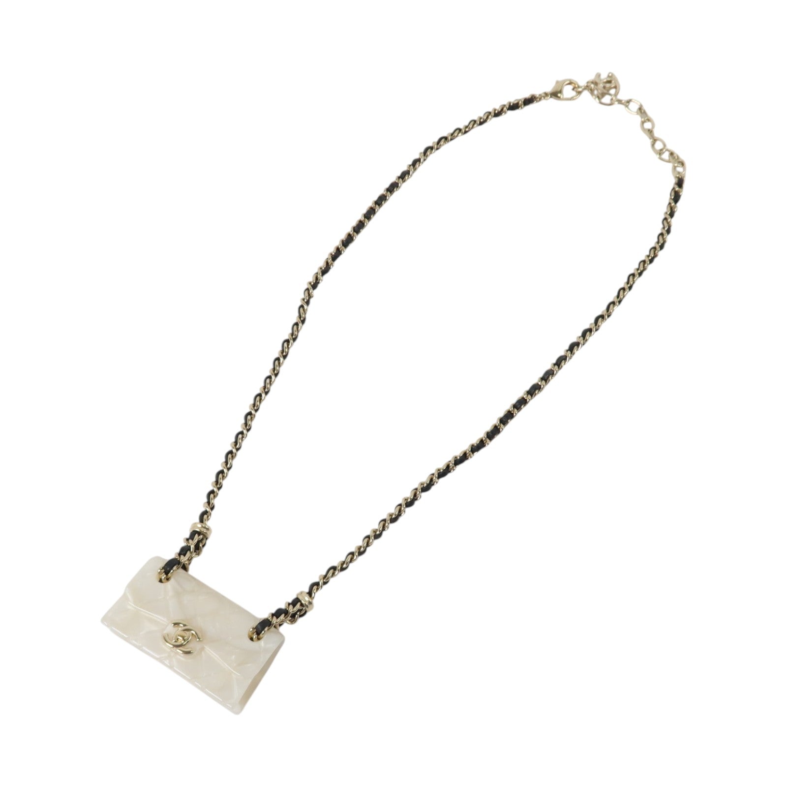 CHANEL 金屬/Resin Flap Bag Pendant Necklace金扣項鏈