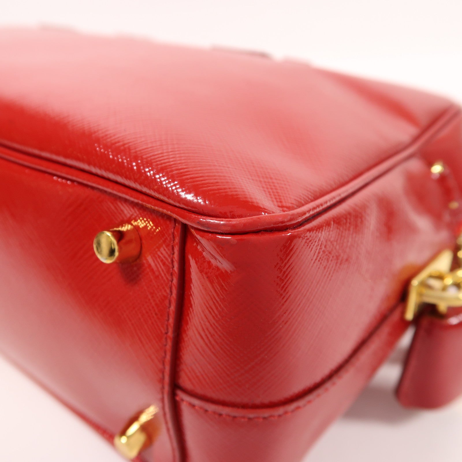 PRADA Saffiano Vernic 2 Way Shoulder金扣手挽肩背兩用袋