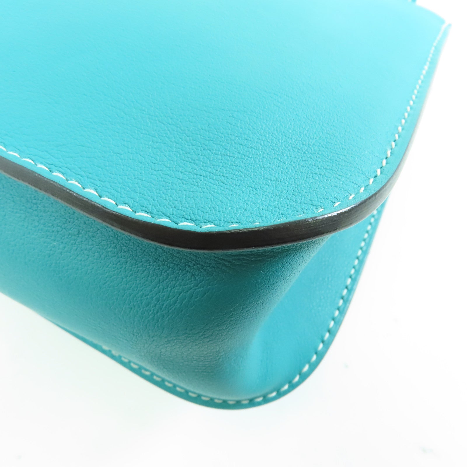HERMES 【激減優惠】Swift皮革Mini Halzan銀扣肩背袋Bleu Paon/孔雀藍色