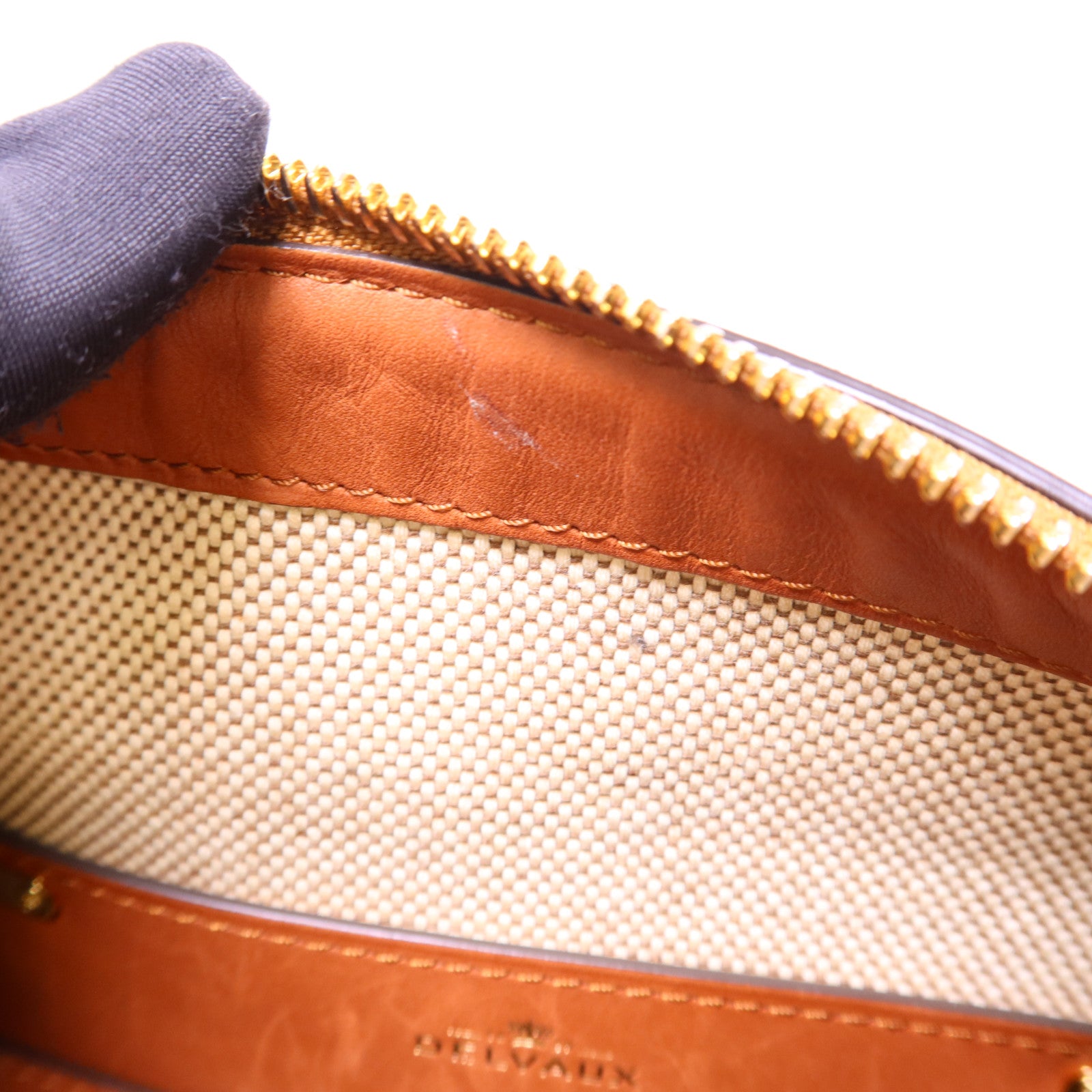 Delvaux 帆布/皮革Cool Box MM金扣手挽肩背兩用袋