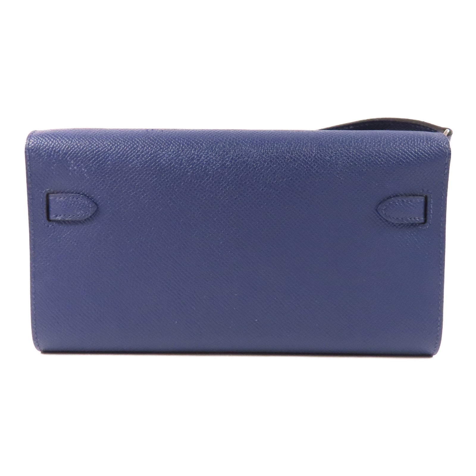 HERMES Epsom皮革Kelly To Go銀扣肩背袋Bleu Saphir