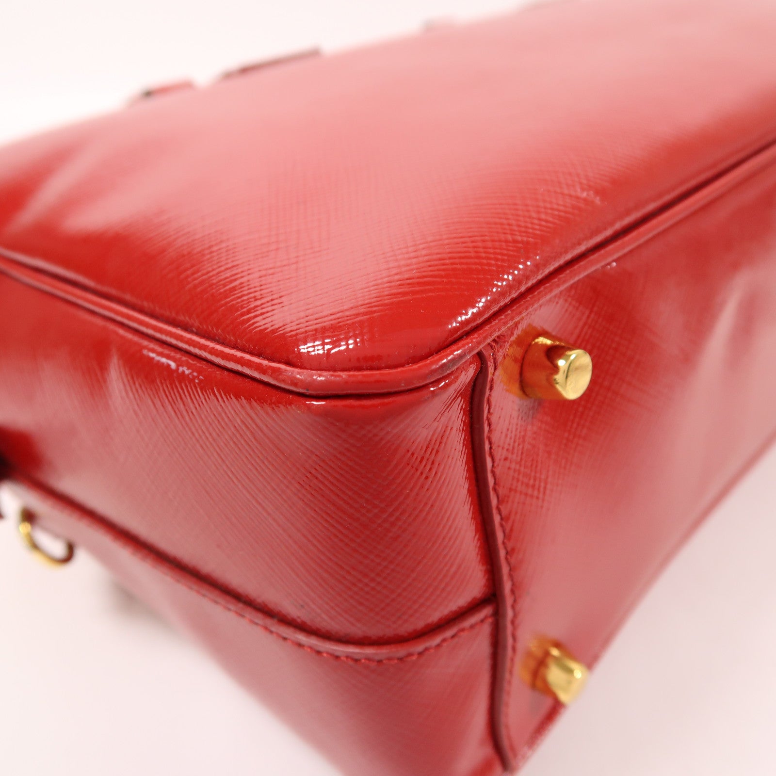 PRADA Saffiano Vernic 2 Way Shoulder金扣手挽肩背兩用袋