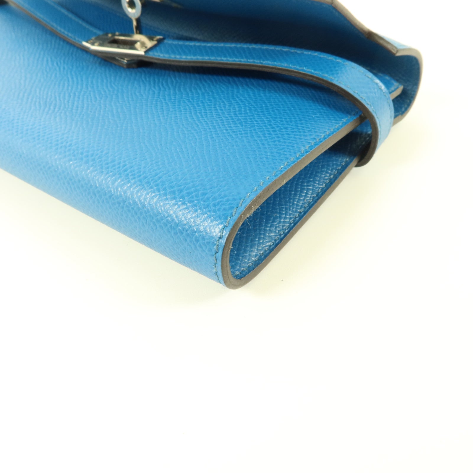 HERMES Epsom皮革Kelly Wallet長錢包Bleu Izmir