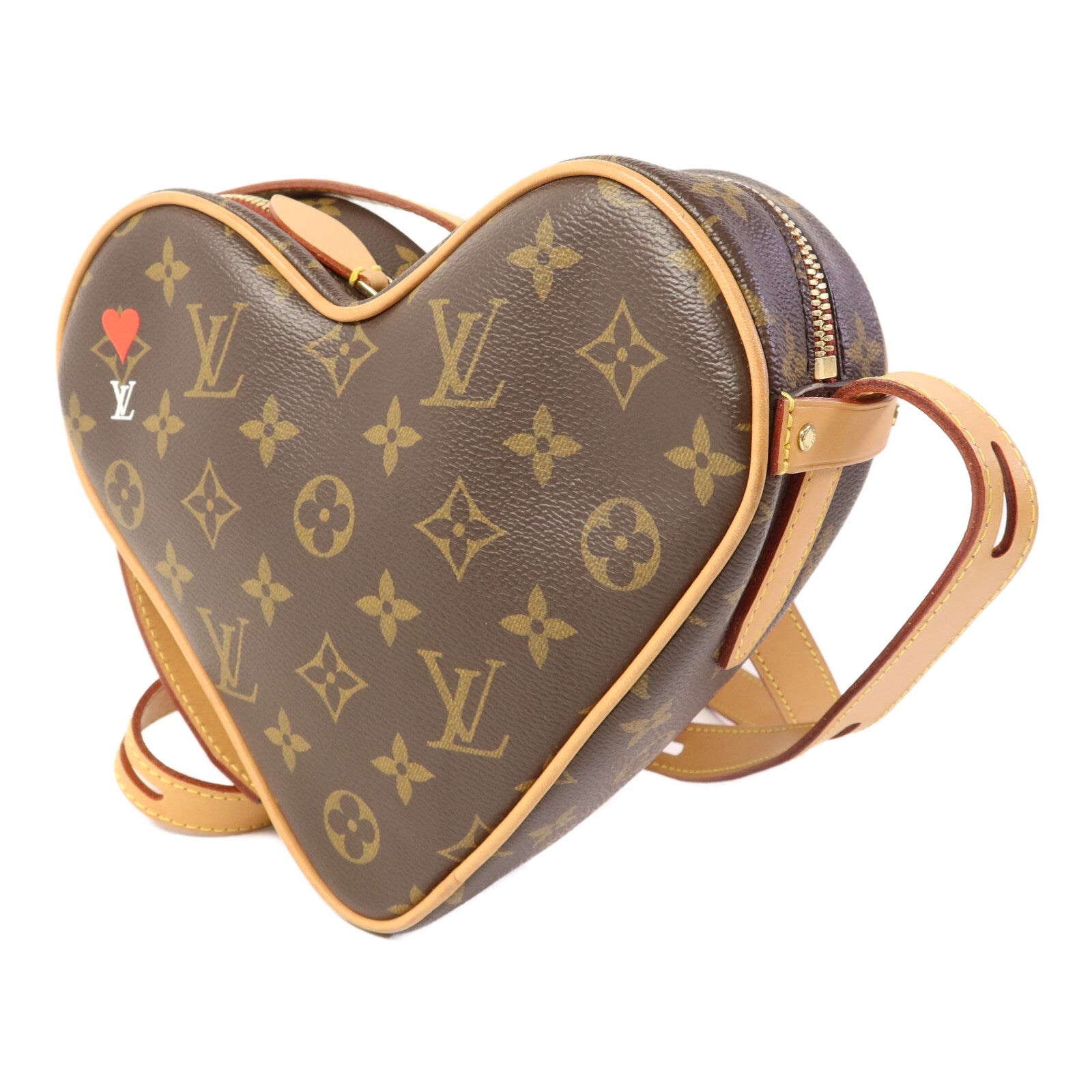 LOUIS VUITTON Monogram Game On Coeur金扣肩背袋棕色
