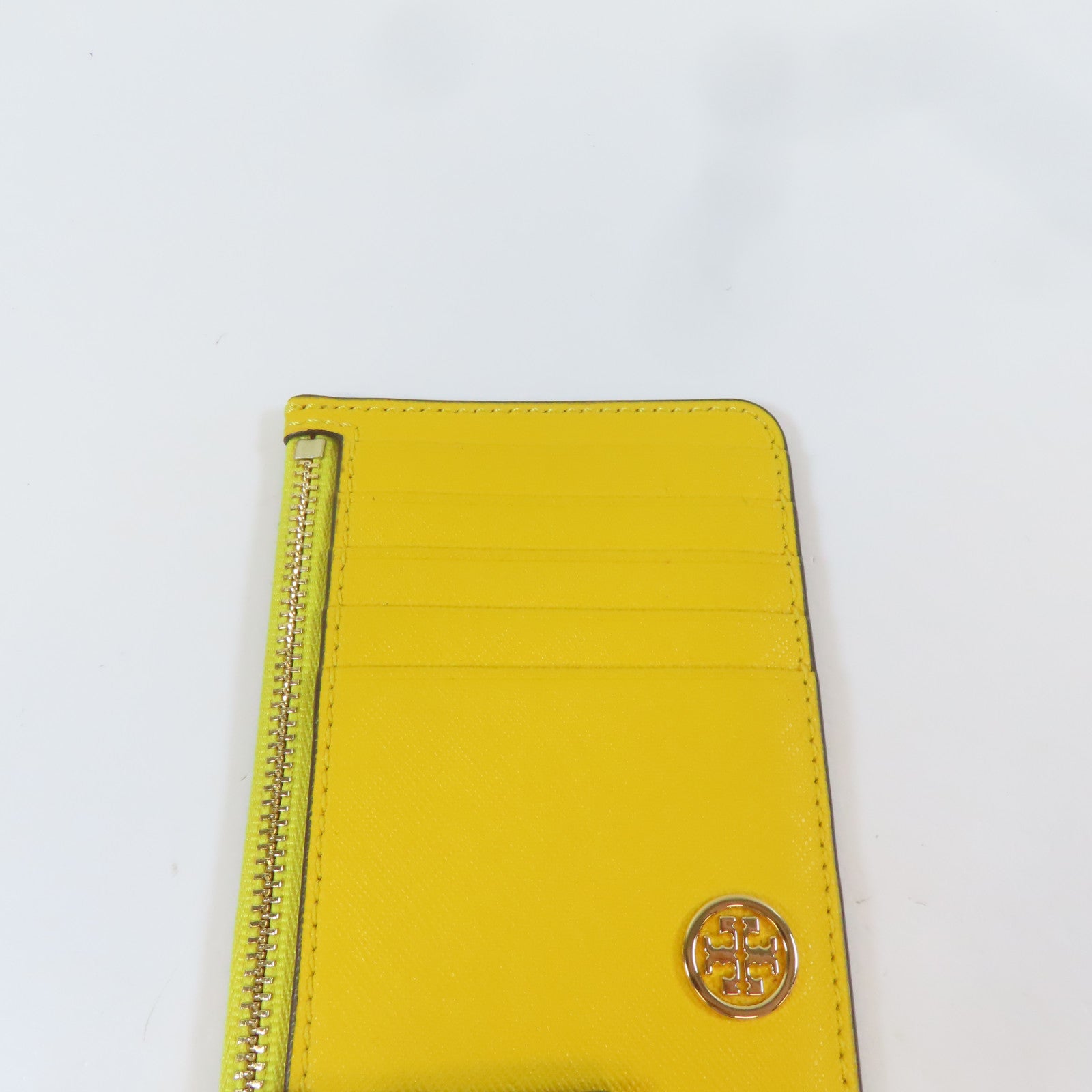 Tory Burch 牛皮皮革Card case金扣卡片套黃色