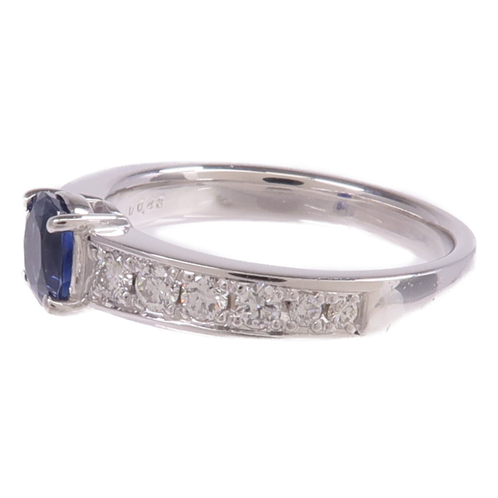 JEWELRY PT900鉑金Sapphire Diamond Ring藍寶石/鑽石戒指US#7.75