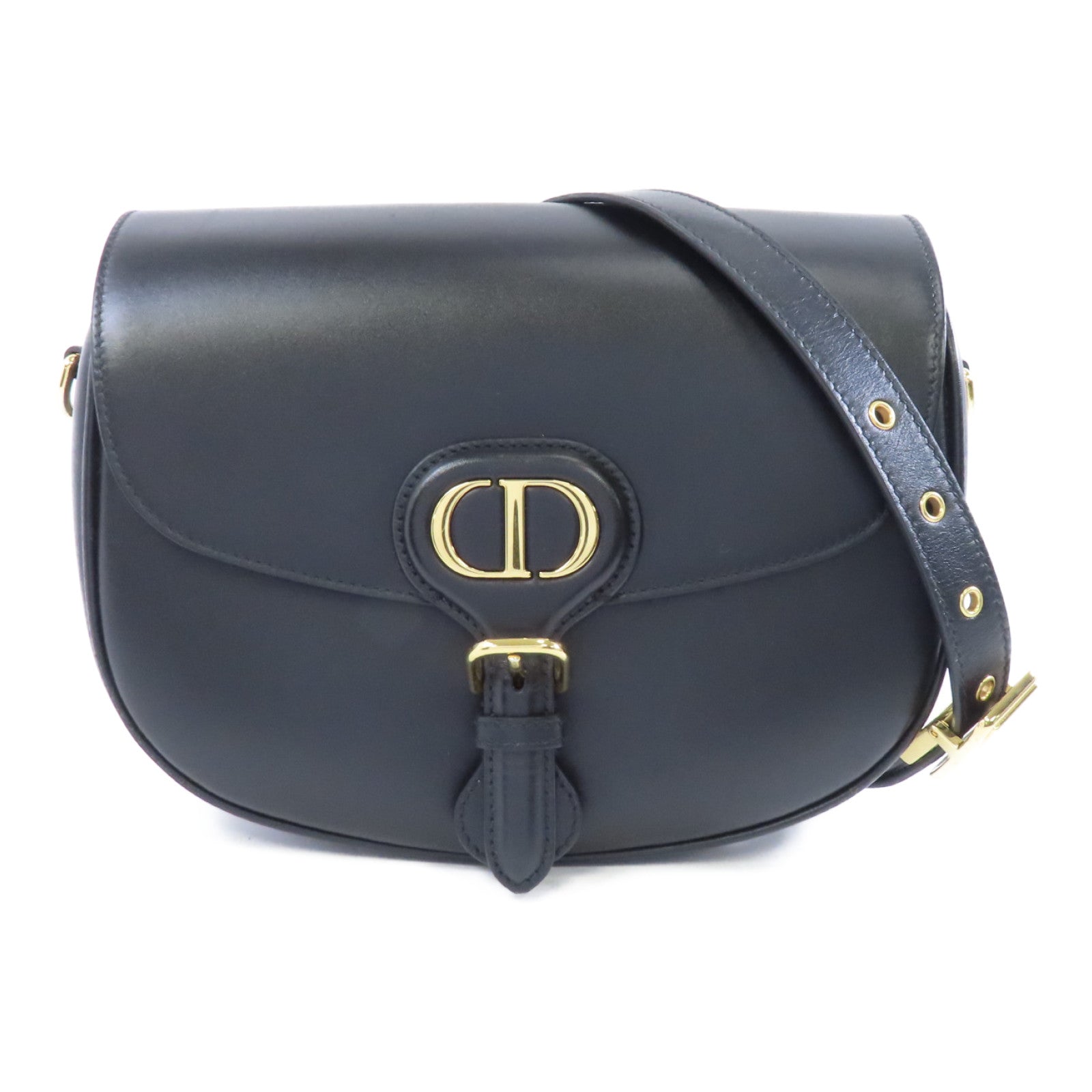 Dior 牛皮皮革Bobby Bag Medium金扣肩背袋黑色