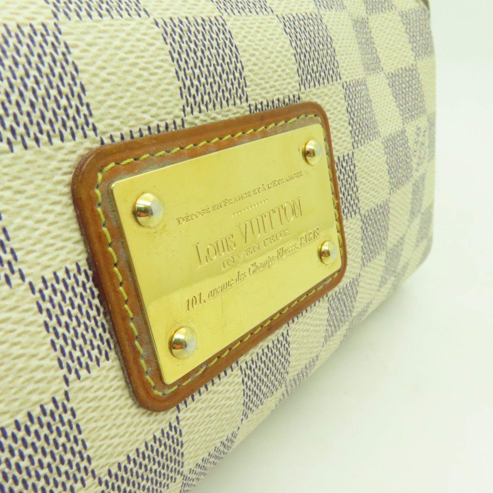 LOUIS VUITTON Damier Azur Eva金扣手挽肩背兩用袋白色
