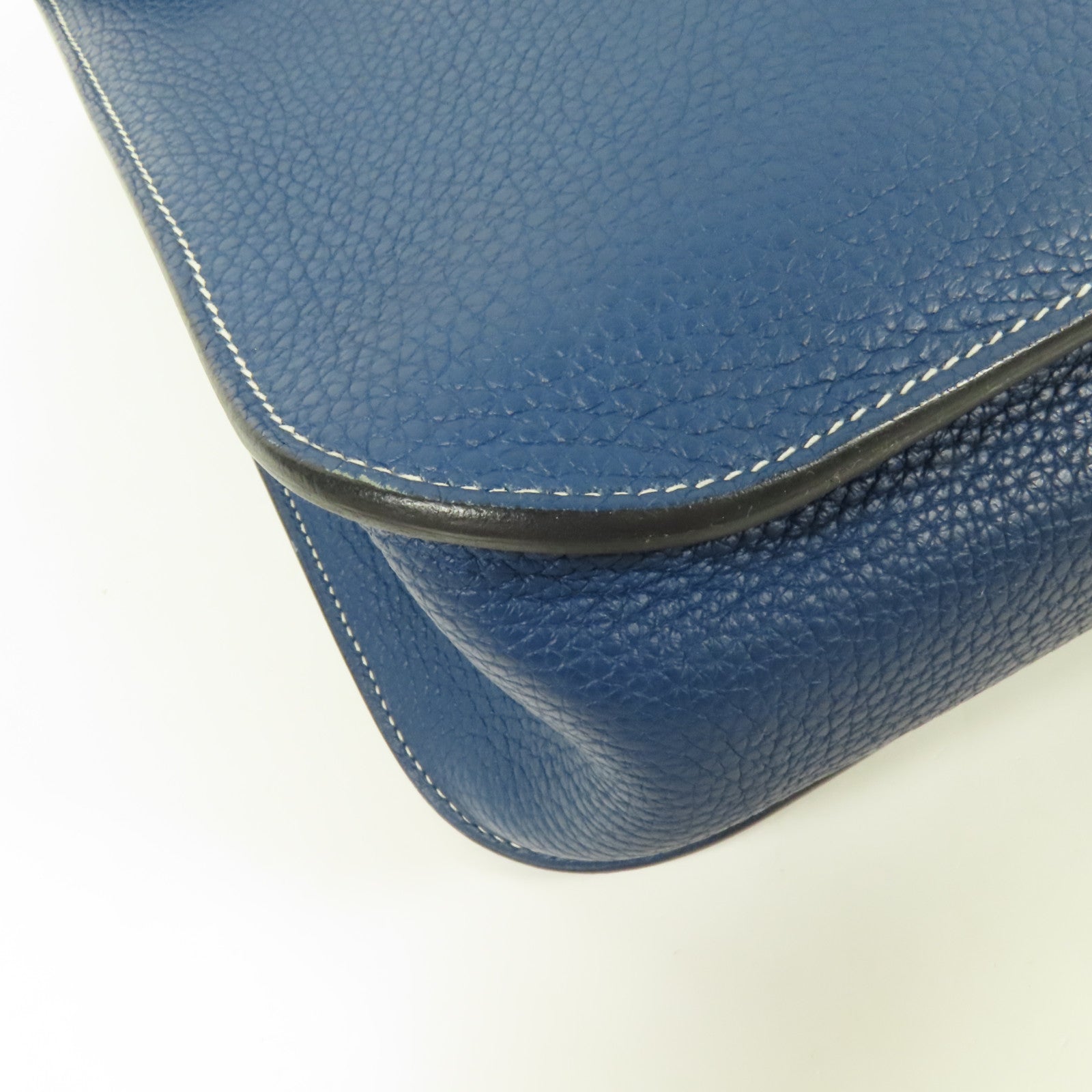 HERMES Clemence皮革Halzan 31金扣手挽肩背兩用袋Bleu Brighton