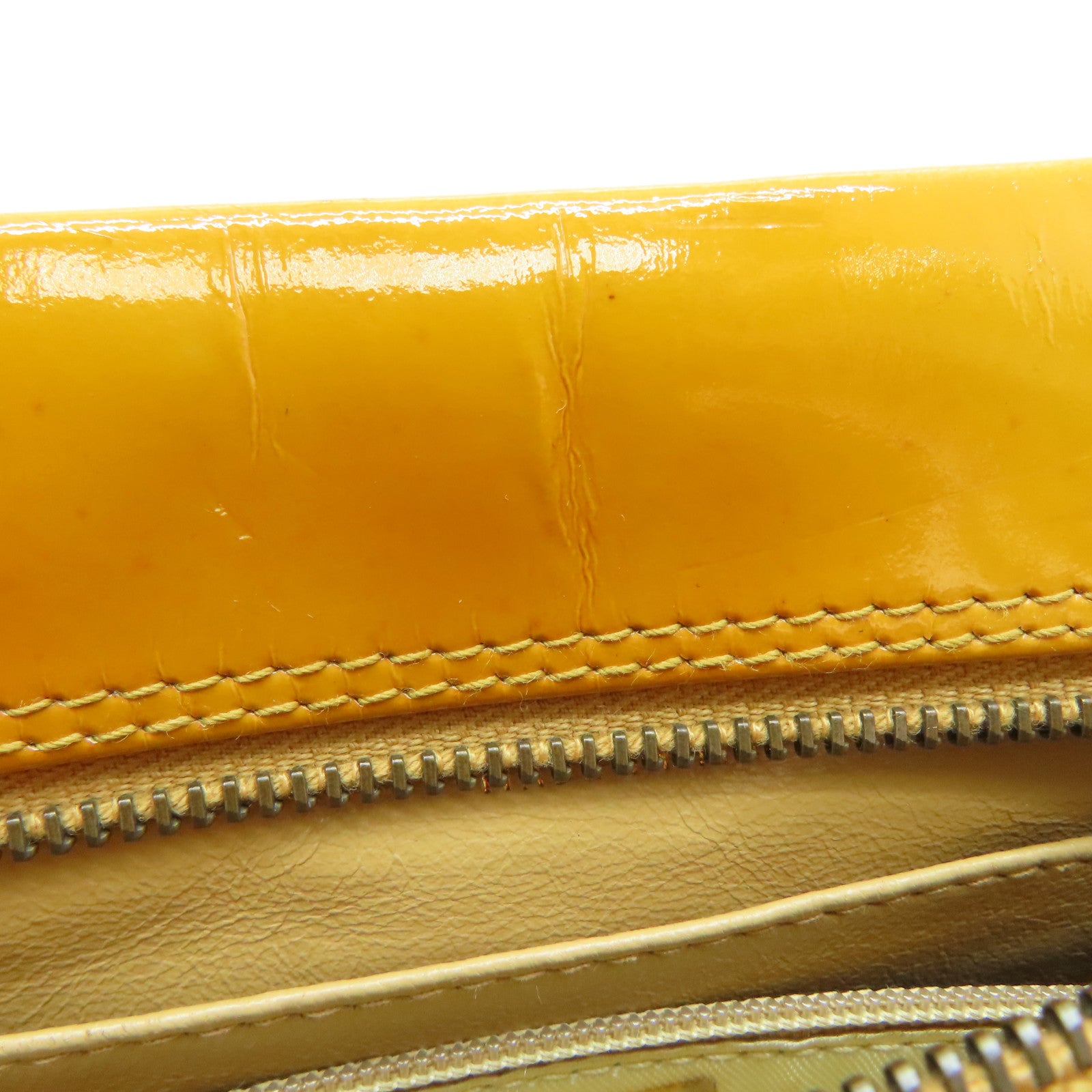 CHANEL 【激减优惠】菱格漆皮皮革Vintage Handbag手提袋黄色