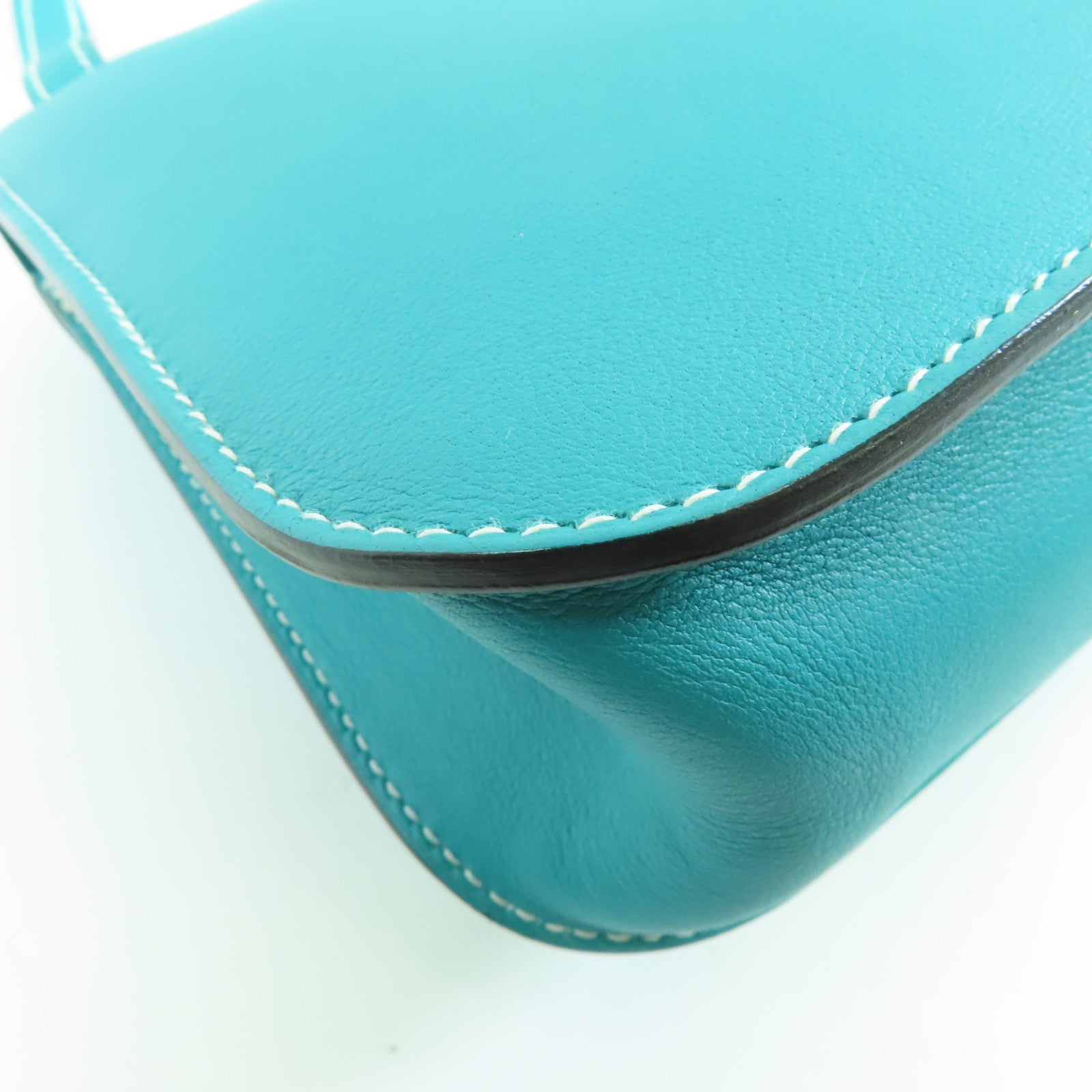 HERMES 【激減優惠】Swift皮革Mini Halzan銀扣肩背袋Bleu Paon/孔雀藍色