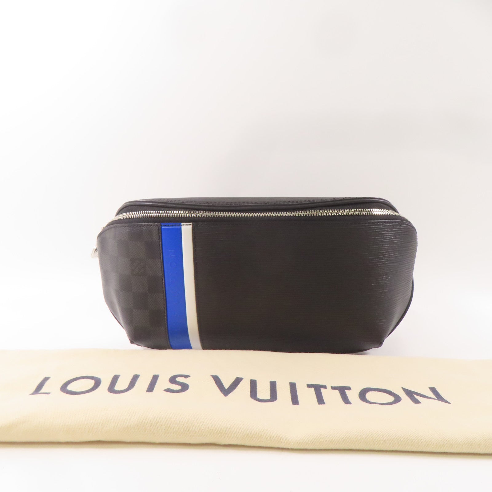LOUIS VUITTON Epi/Damier Graphite Bum Bag銀扣腰包黑色