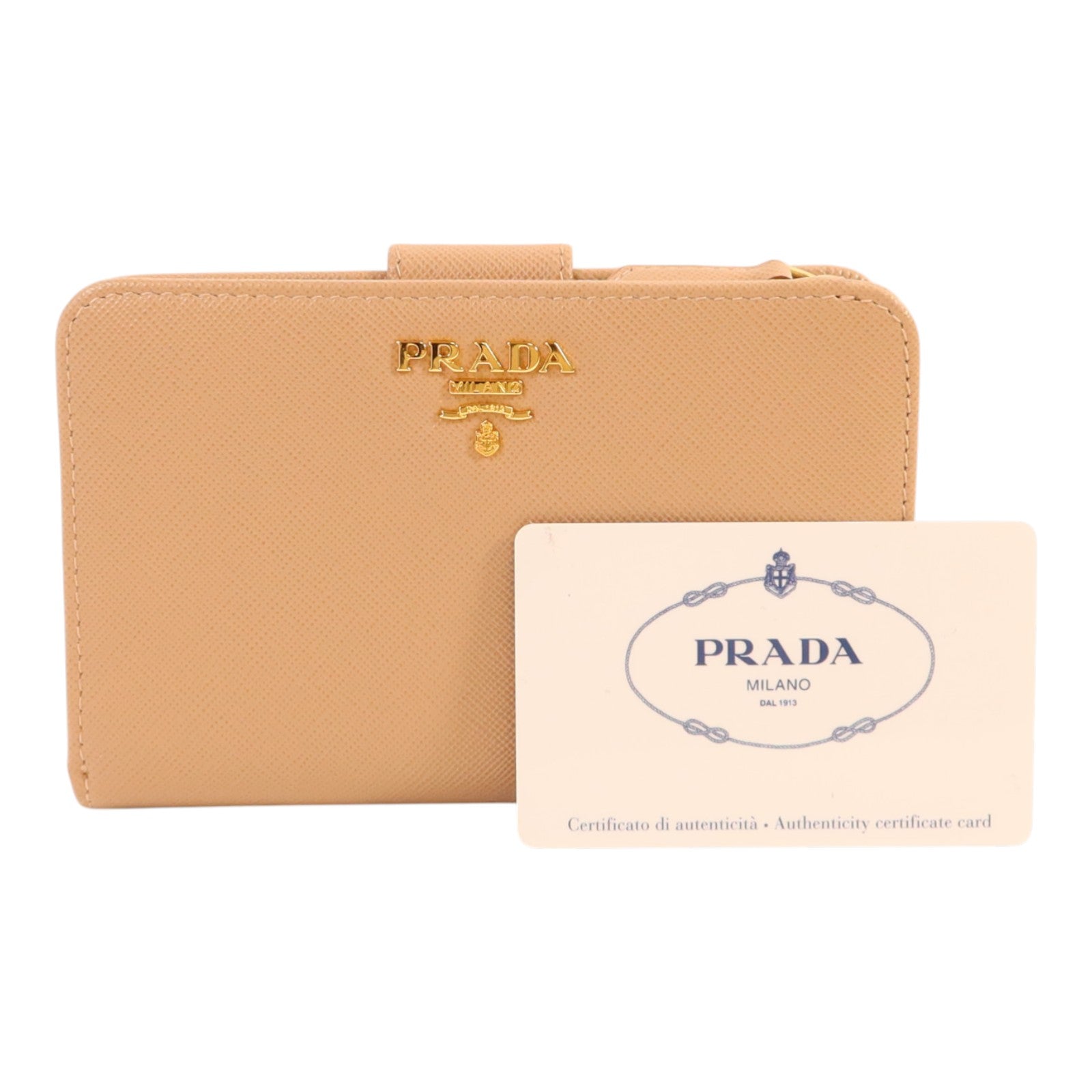 PRADA 【激減優惠】Saffiano皮革Wallet金扣錢包