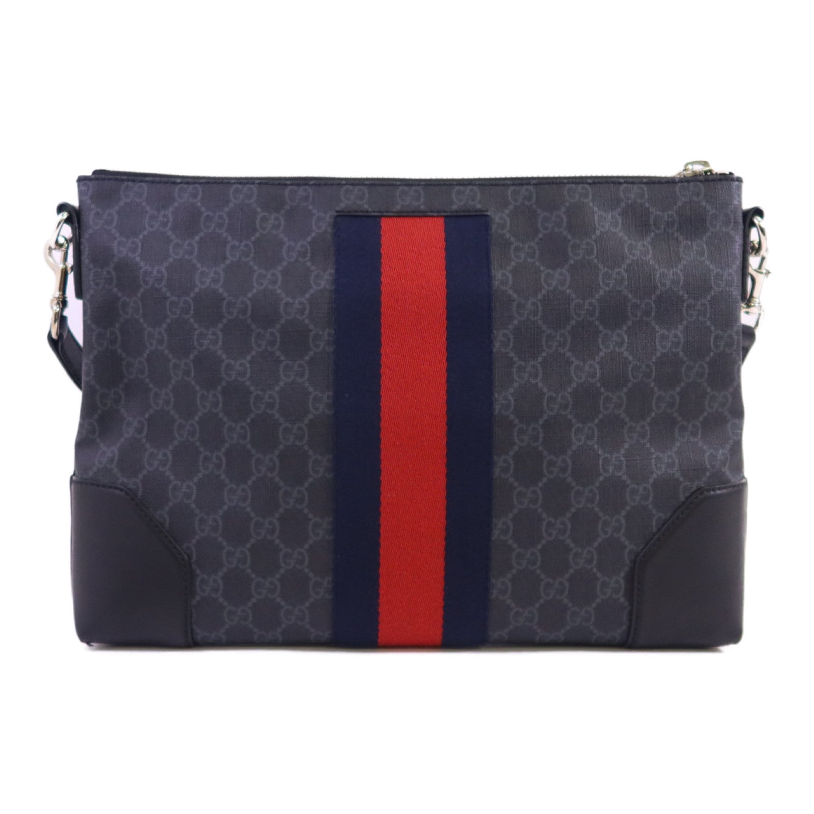 GUCCI 【激減優惠】塗層帆布GG Supreme銀扣肩背袋