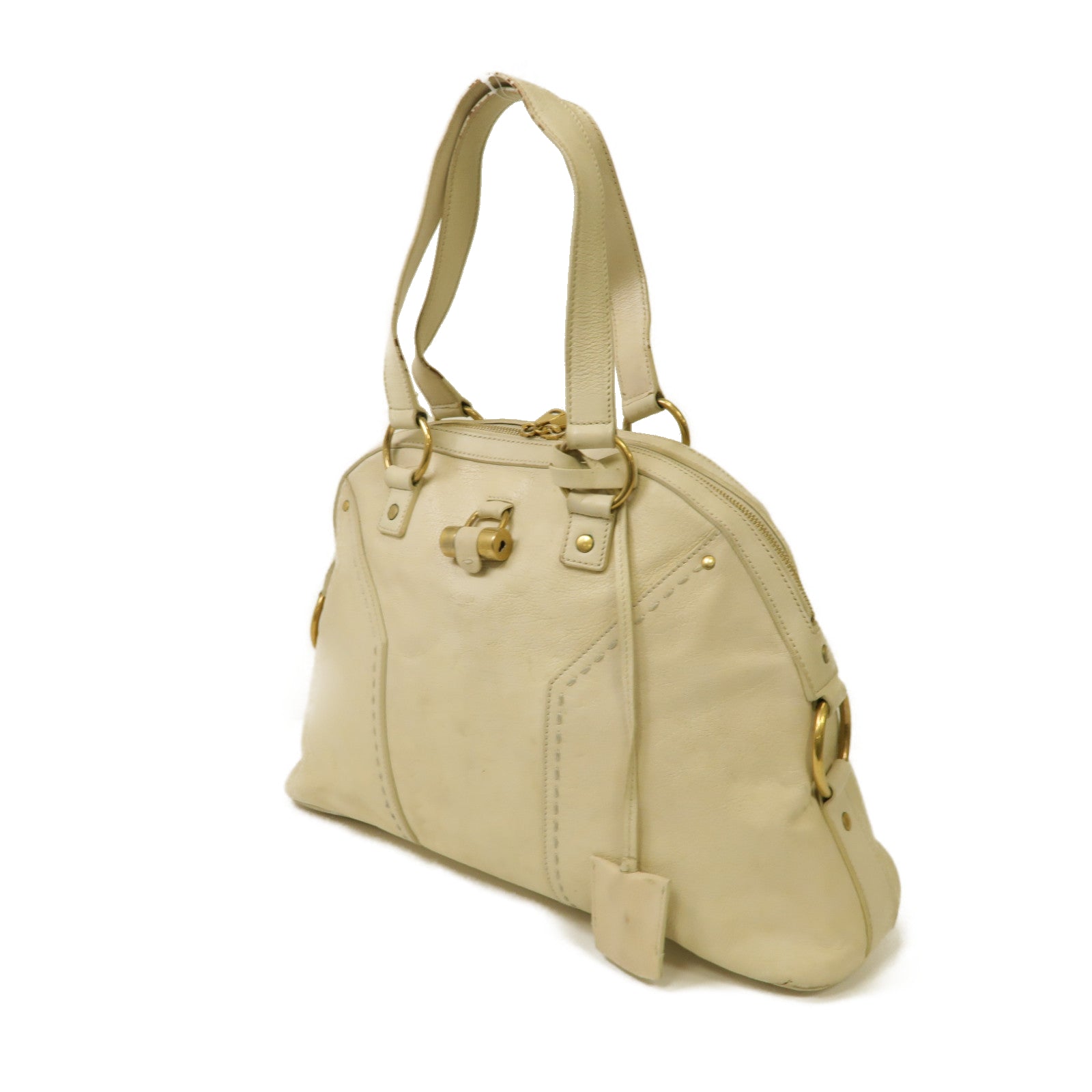 SAINT LAURENT 【激減優惠】牛皮皮革Hand Bag金扣手提袋白色