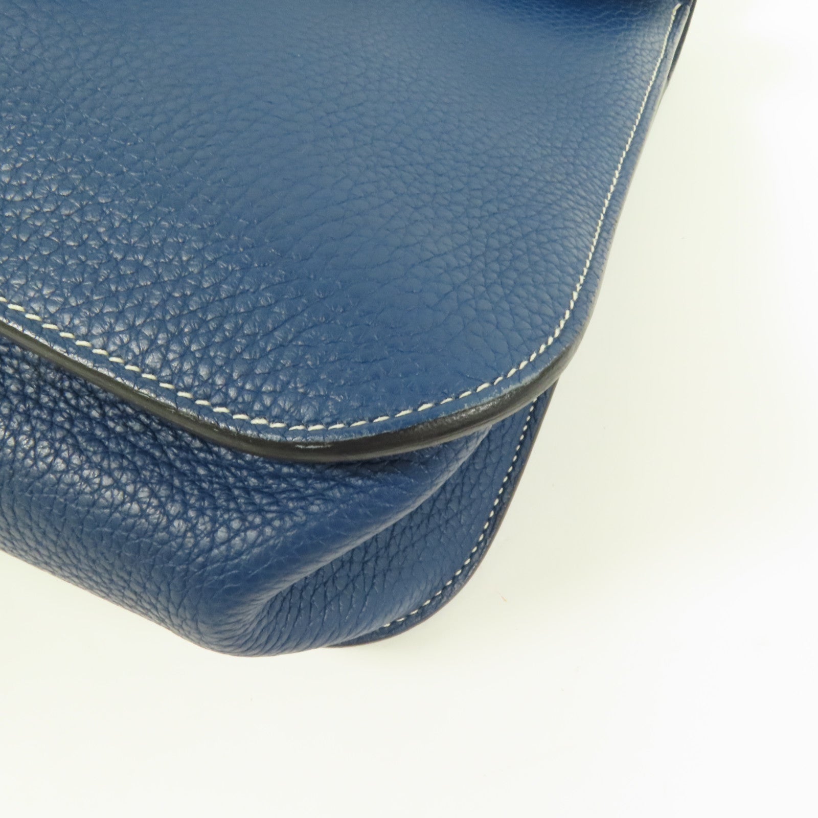 HERMES Clemence皮革Halzan 31金扣手挽肩背兩用袋Bleu Brighton