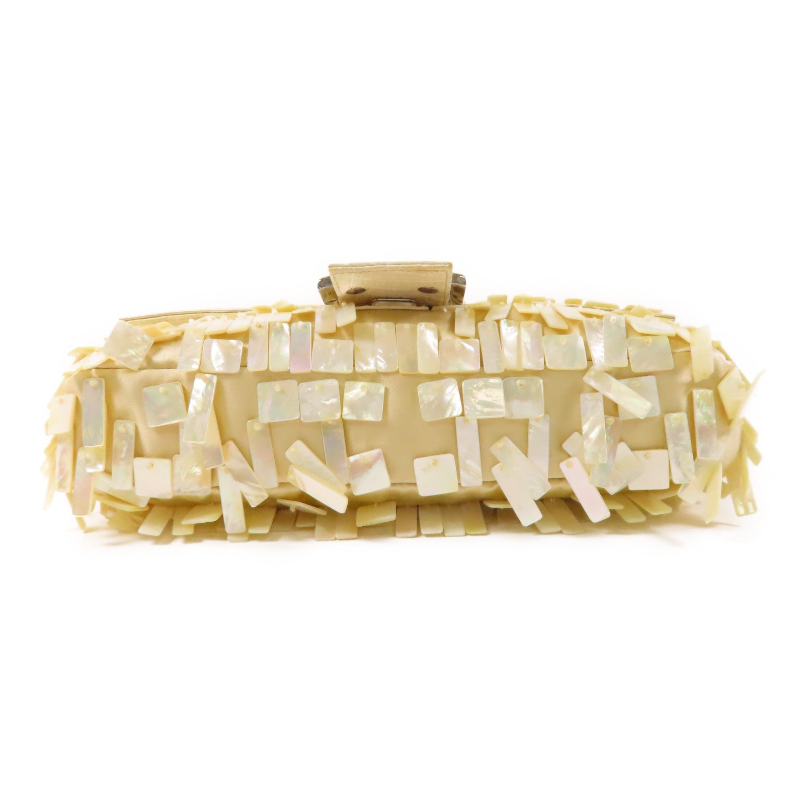 FENDI 絲綢Baguette Pearl銀扣肩背袋