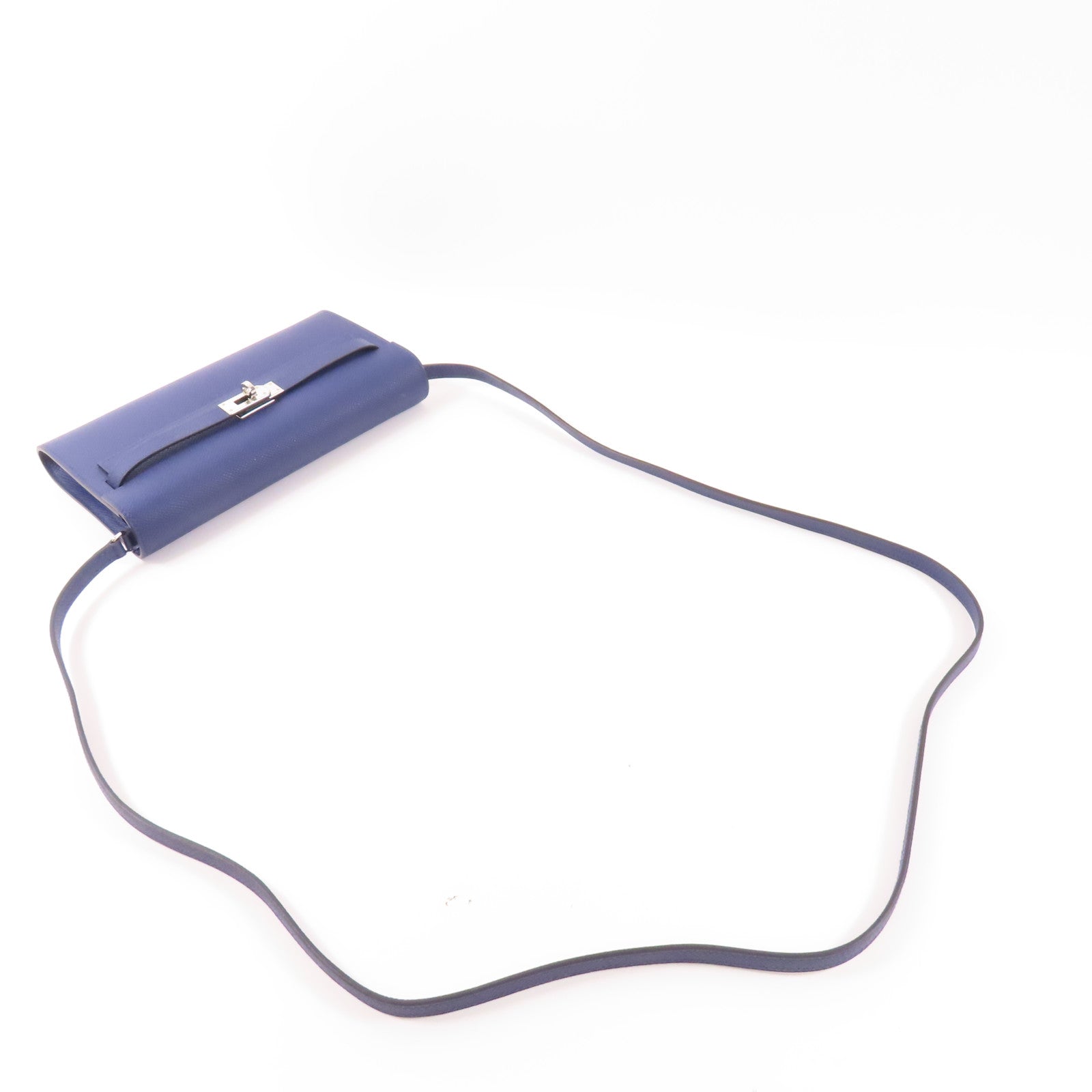 HERMES Epsom皮革Kelly To Go銀扣肩背袋Bleu Saphir