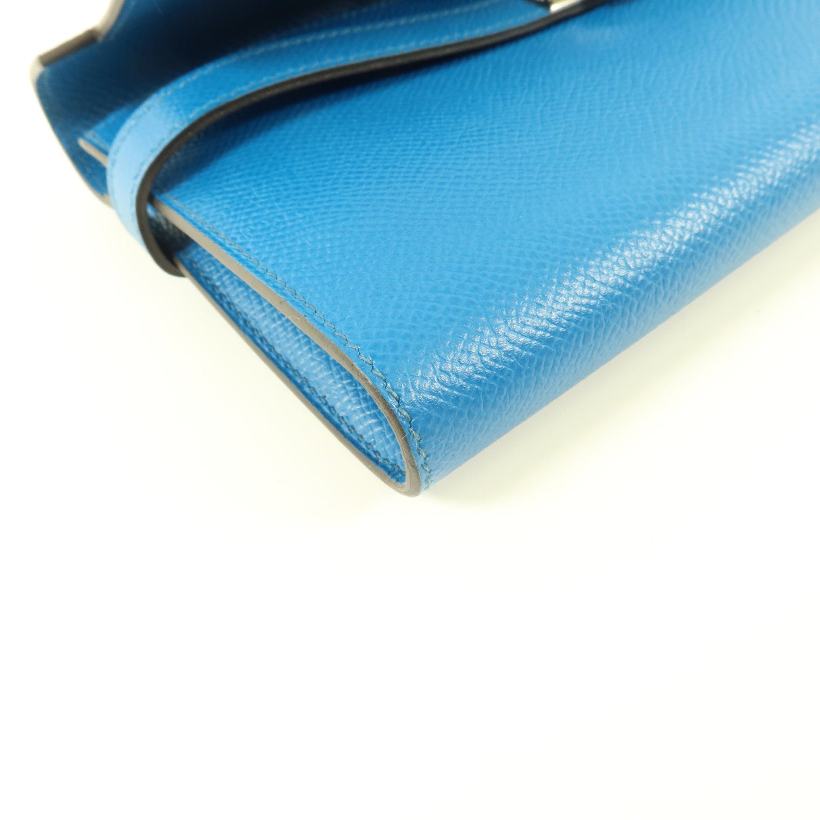 HERMES Epsom皮革Kelly Wallet長錢包Bleu Izmir