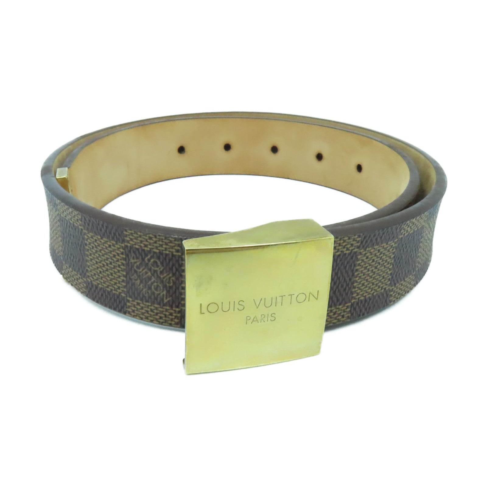 LOUIS VUITTON 【激減優惠】Damier Belt 70金扣皮帶啡色